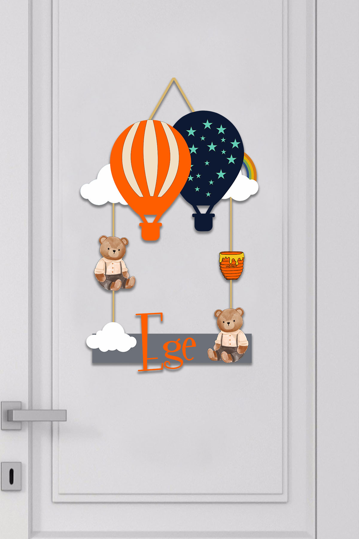 Custom Baby Room Wooden Door Ornament Balloon (ORANGE)