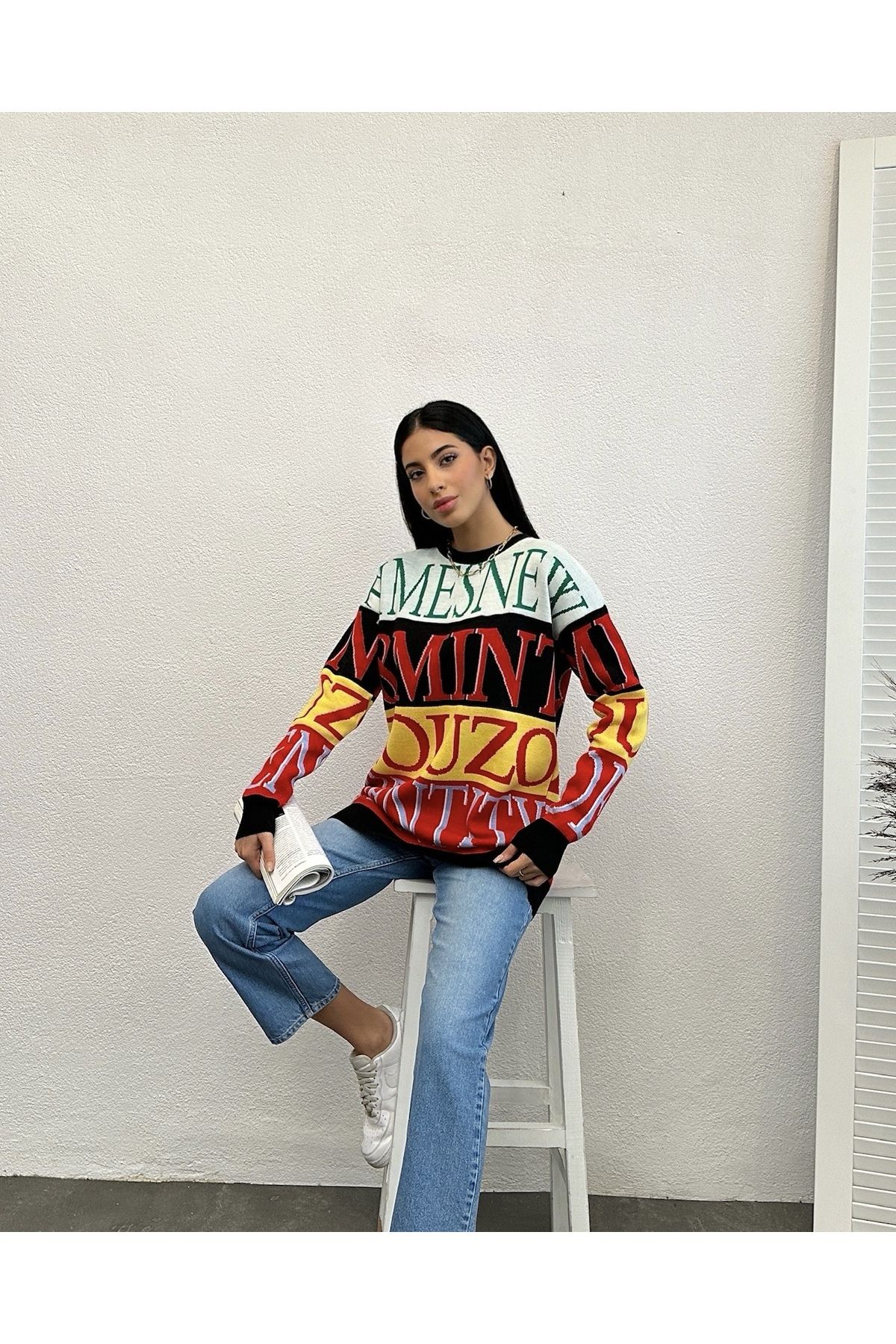 OUZ Fashion-Written Knitwear Sweater 5