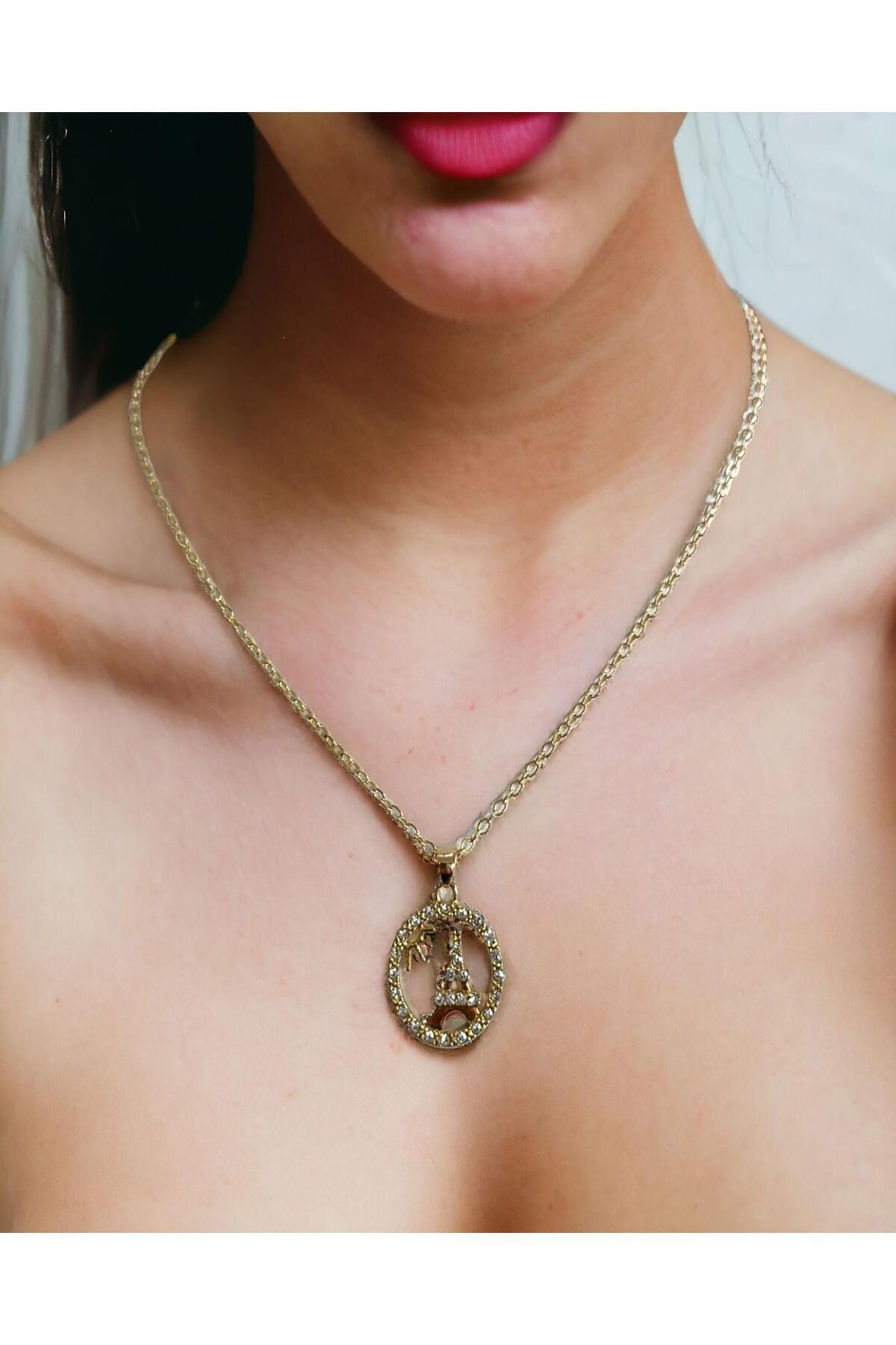 Mixperi-Zircon Stone Eiffel Tower Model Necklace Eiffel Patterned Necklace 4
