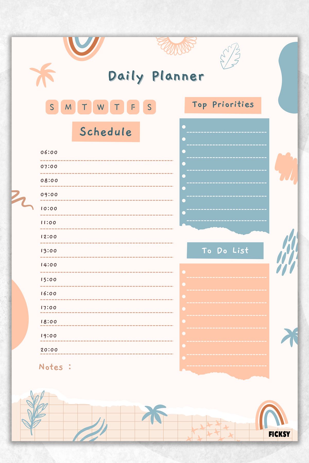 Ficksy-Daily Planner - A4 Size To Do - 30 Sheets - Daily Planner 1