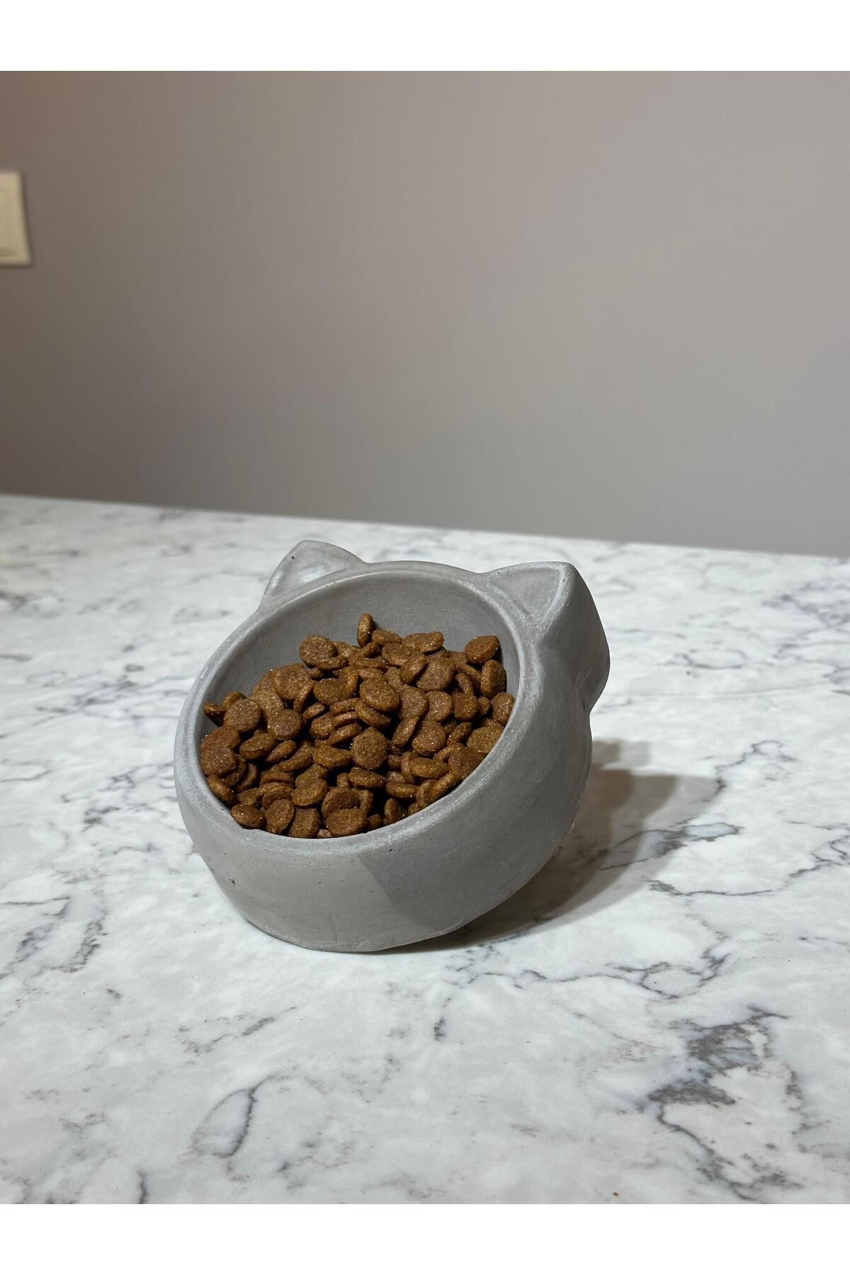 betonmall Concrete Food Bowl Cat Dog Water Bowl Oval Handmade Bowl
