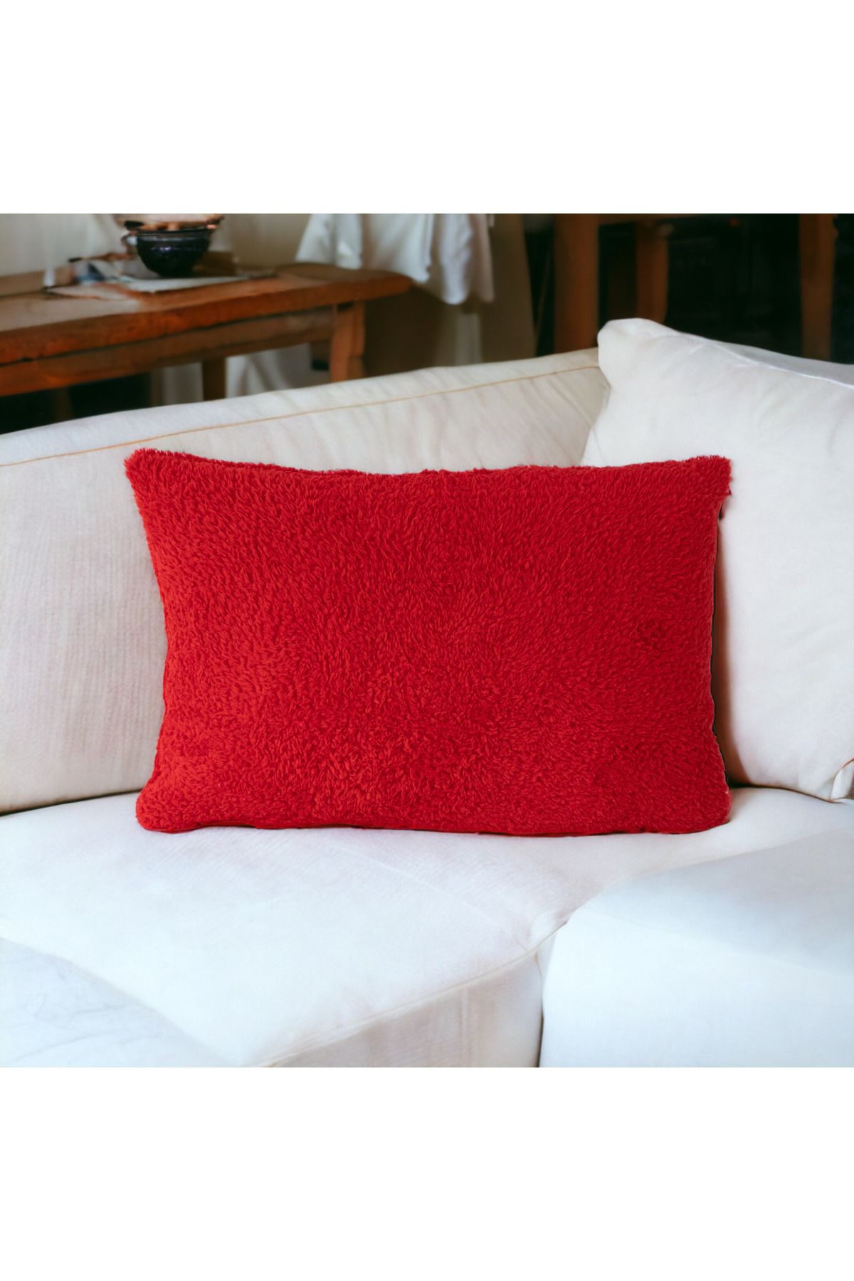 Skhome-Double Sided Lamb Plush Teddy Puffy Fleece Decorative Rectangular Throw Pillow Cover (DPuffy-07) 1