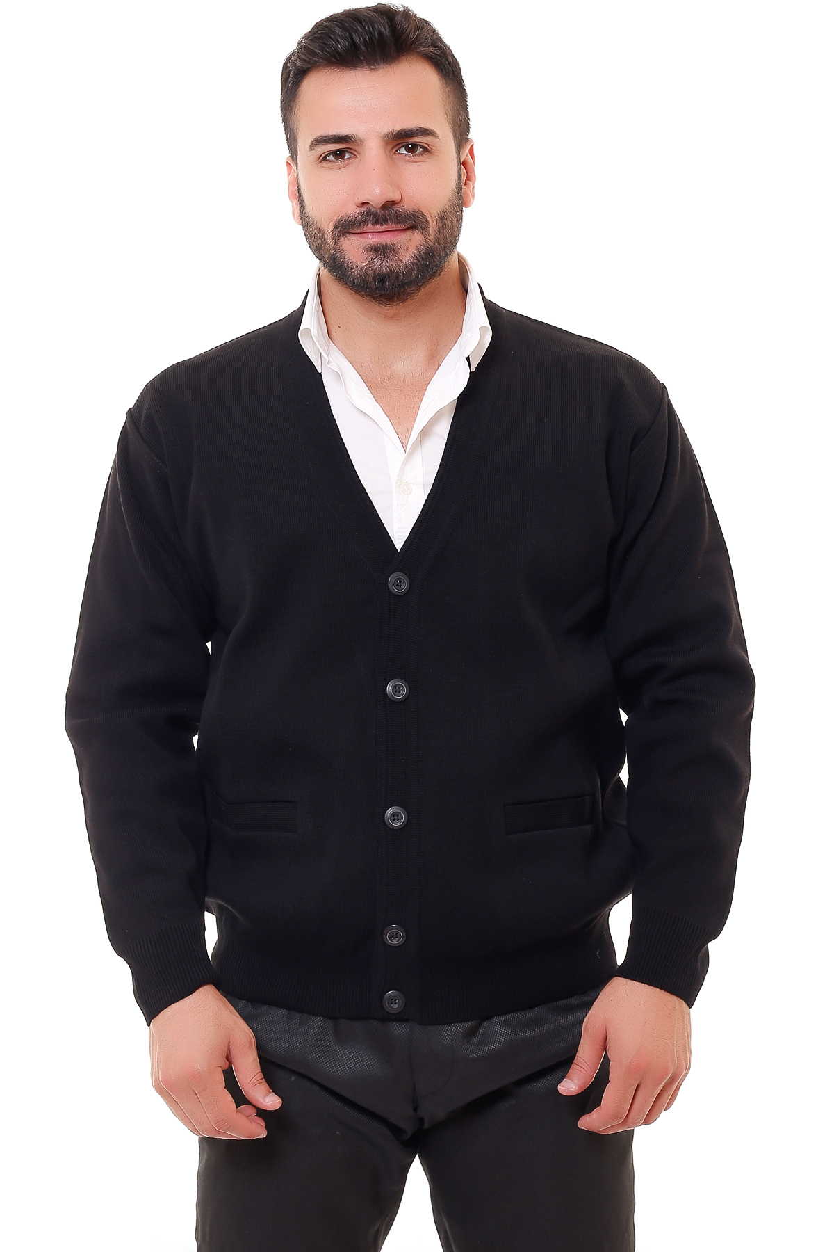 K KARBEY BATTAL ÇELİK ÖRGÜ DÜMELİ CEPLİ HIRKA