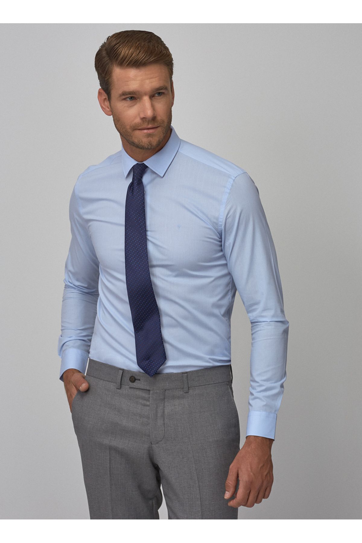 ALTINYILDIZ CLASSICS-Altıny Yıldız Classics Light Blue Men's Slim Fit Shirt 4A2000000001 3