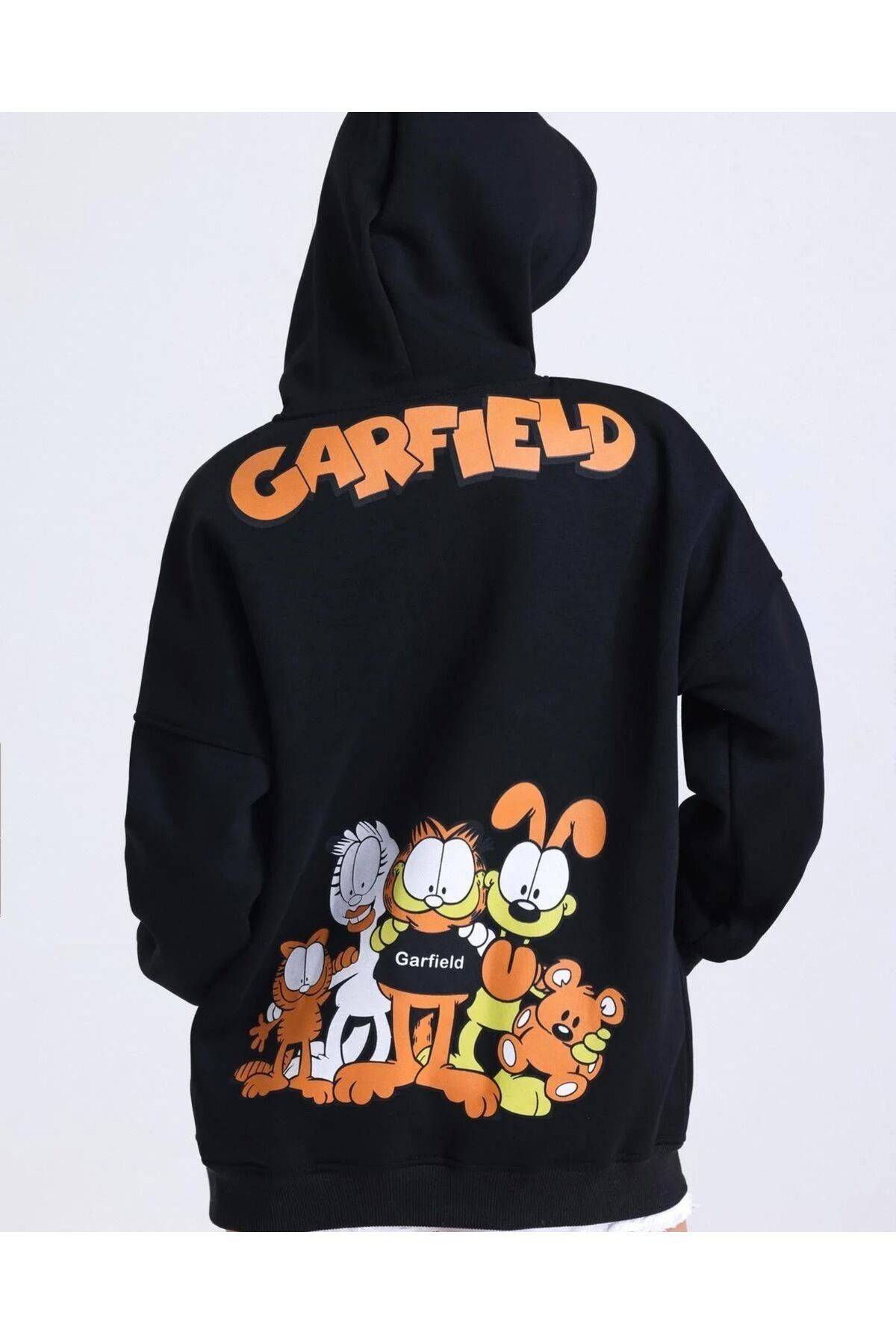 OLCMODA Unisex siyah Garfield Bask l Organik Pamuklu 3 Iplik Oversize Sweatsirt Hoodie Fiyat Yorumlar Trendyol