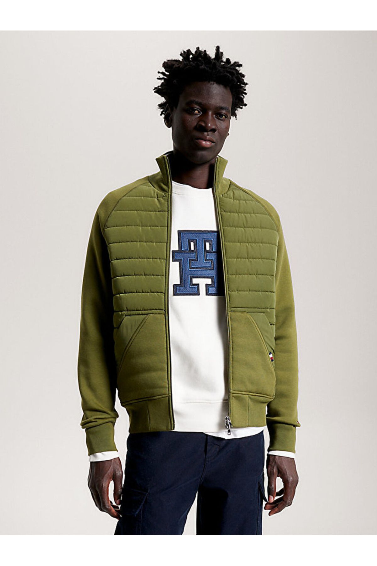 Tommy hilfiger mixed media zip clearance through jacket