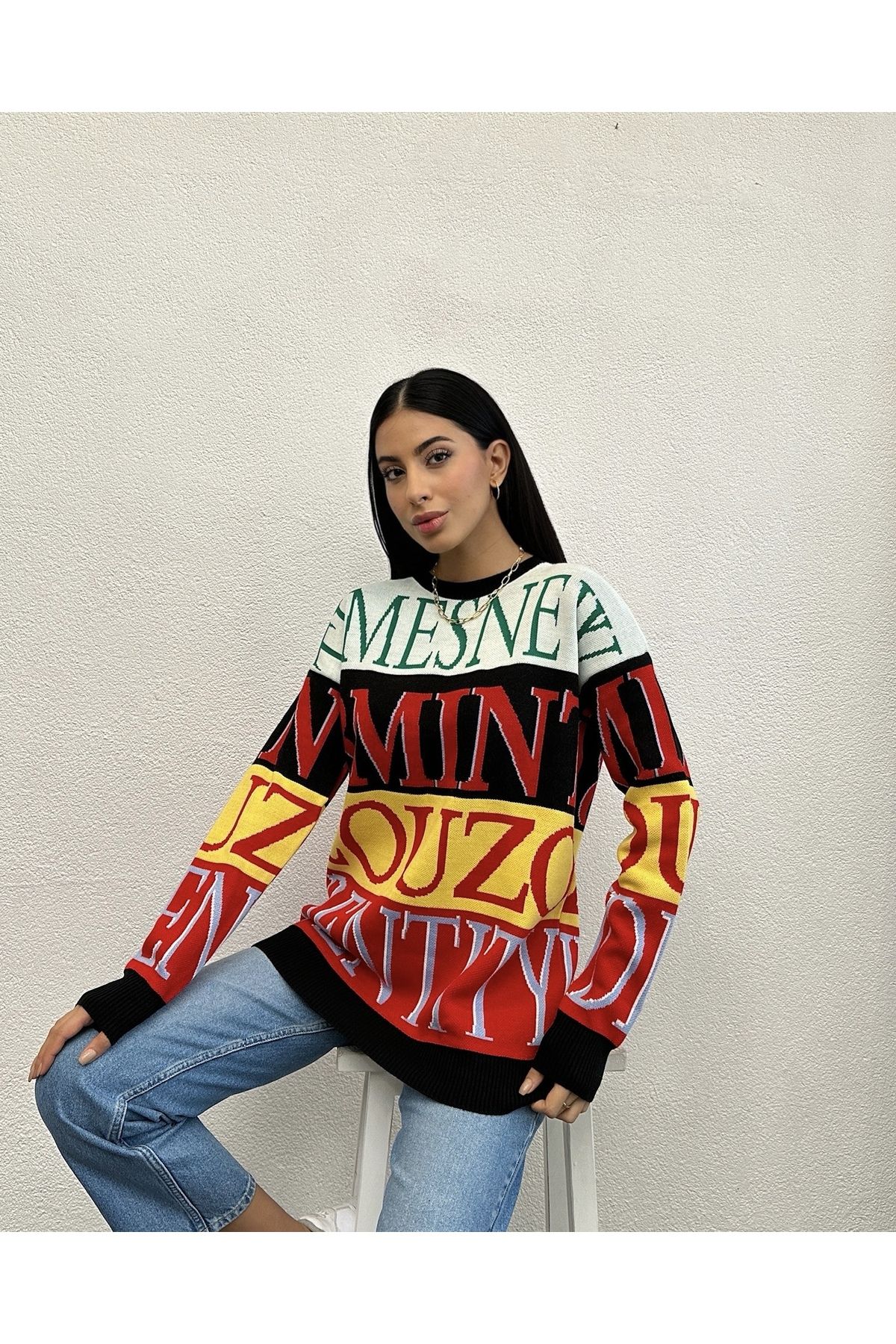 OUZ Fashion-Written Knitwear Sweater 1