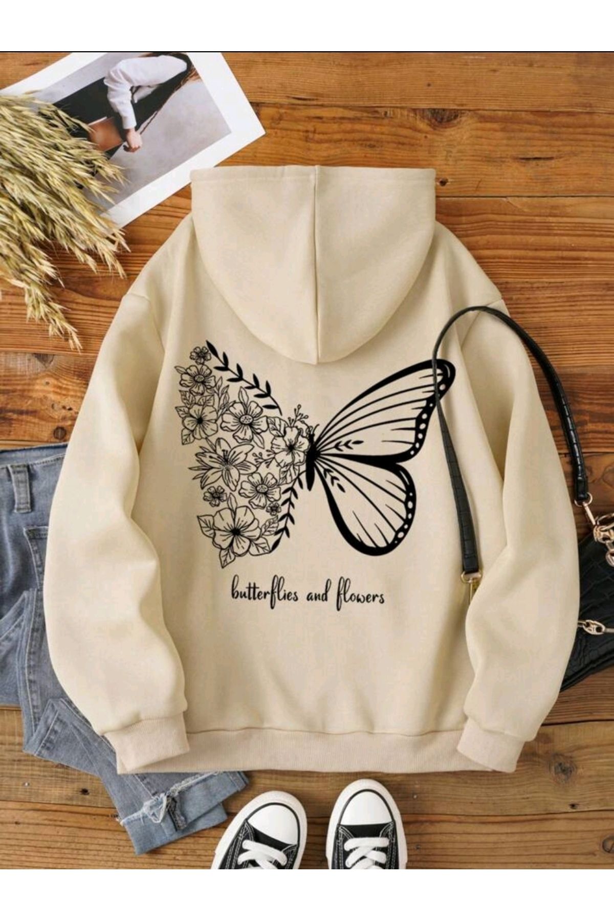 Baxia Butterflies And Flowers Butterfly Back Printed Oversize