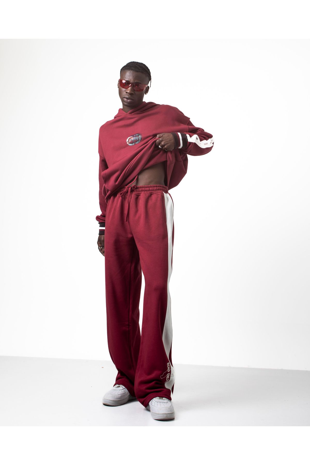 Red sweatpants in store sales
