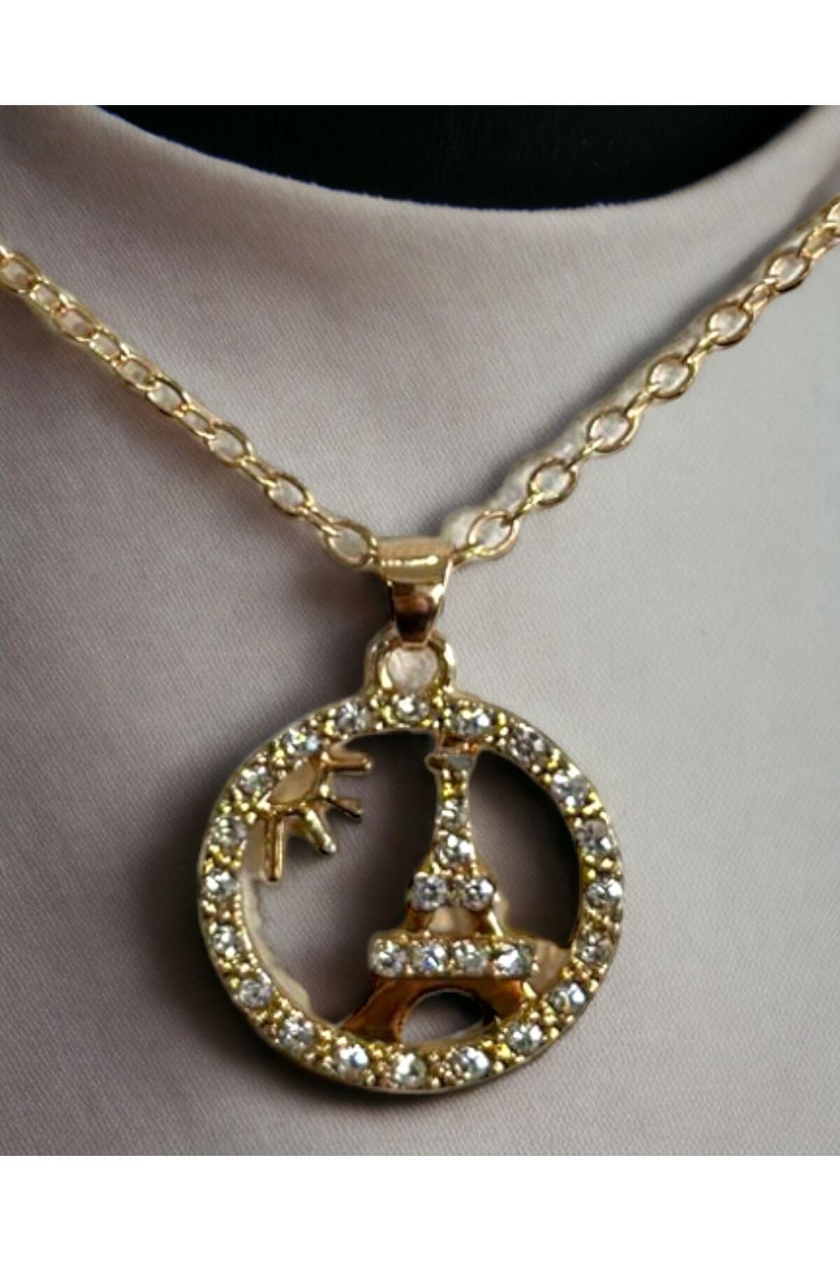 Mixperi-Zircon Stone Eiffel Tower Model Necklace Eiffel Patterned Necklace 6