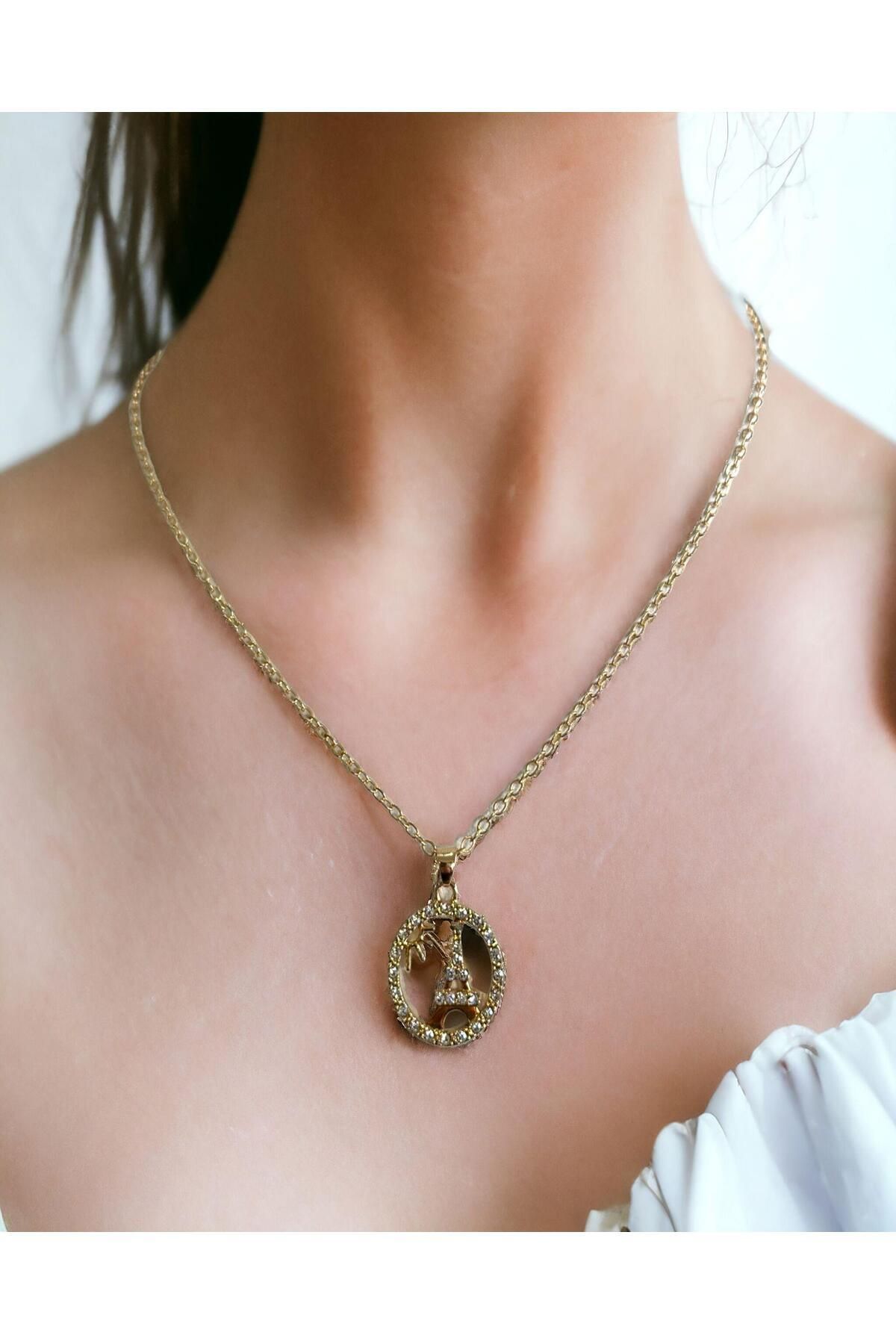 Mixperi-Zircon Stone Eiffel Tower Model Necklace Eiffel Patterned Necklace 5