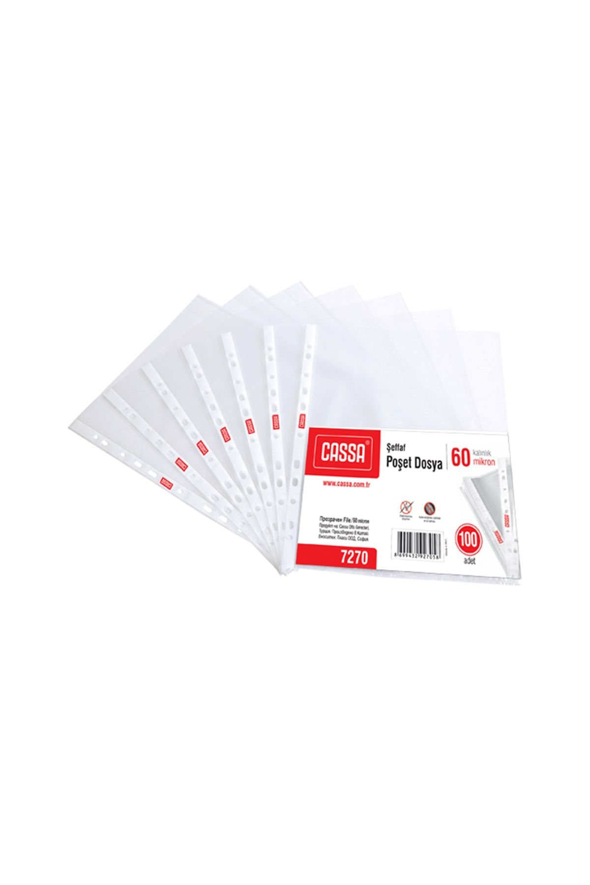 Cassa Fișier Transparent Cristal 60 Microni 100 Bucăți 1 Pachet - One Size