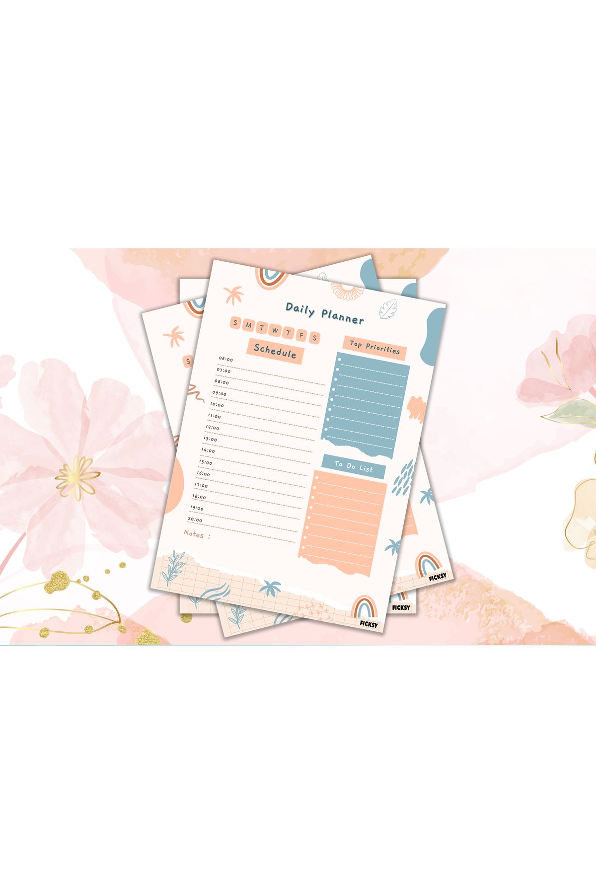 Ficksy-Daily Planner - A4 Size To Do - 30 Sheets - Daily Planner 3