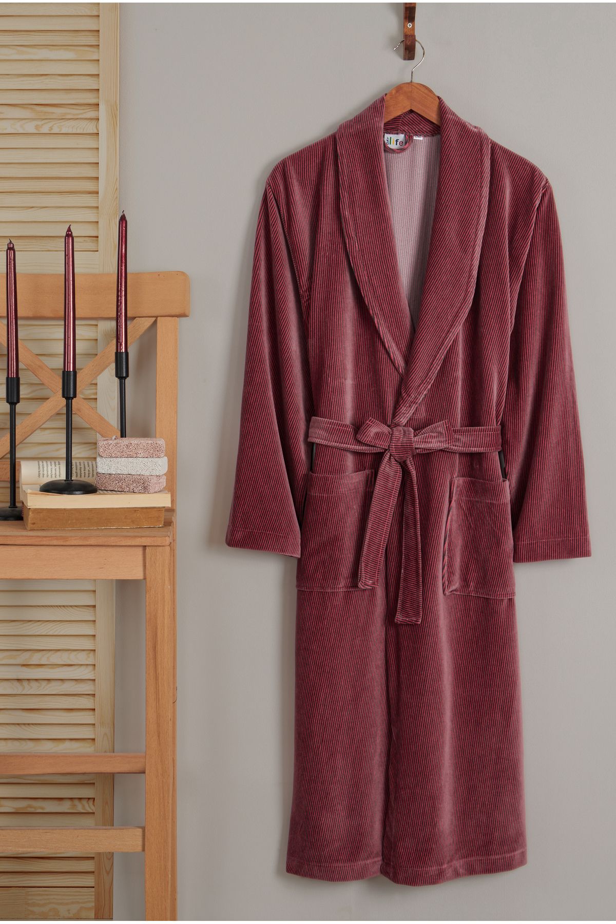 Velvet kadife bordo sabahlık
