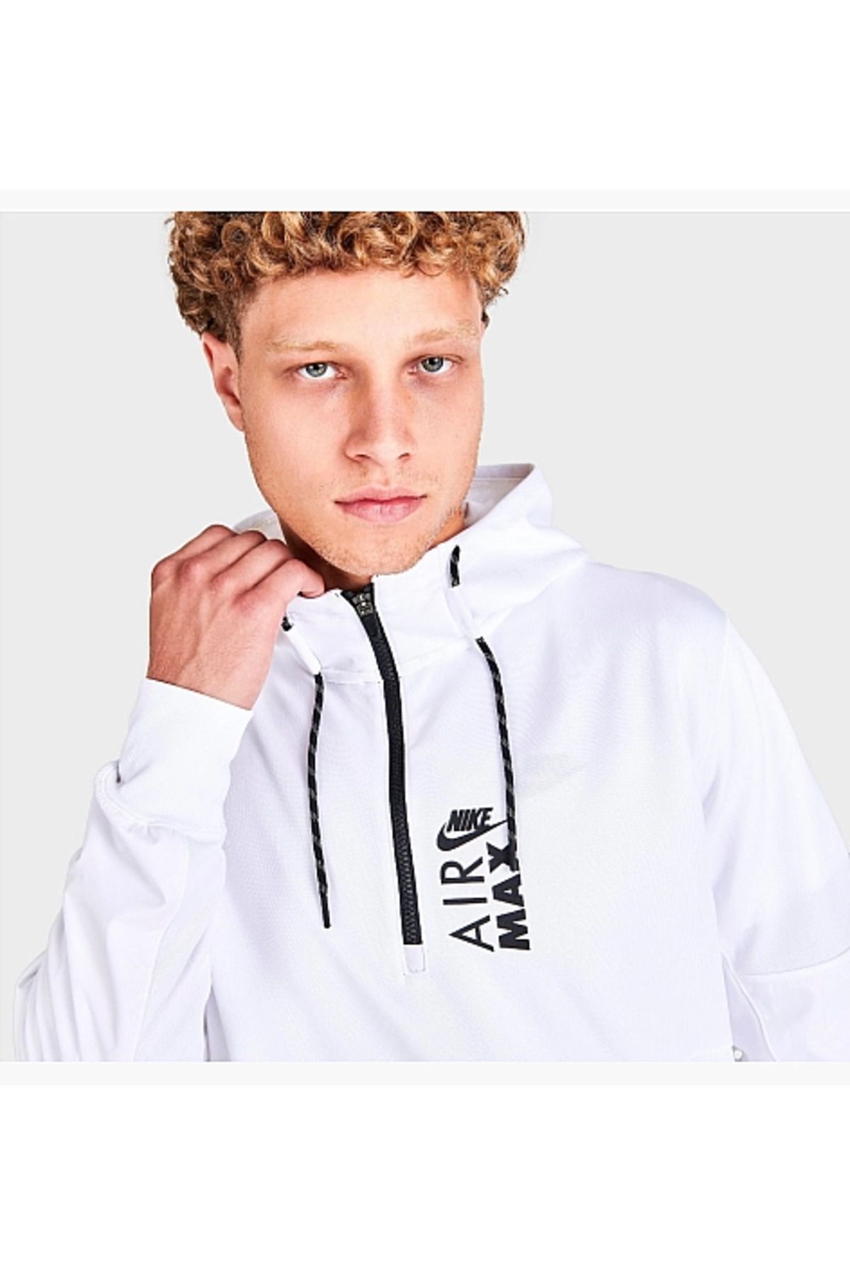 Nike SPORTSWEAR AIR MAX GRAPHIC HALF ZIP HOODIE WHITE DV2332 100 Trendyol
