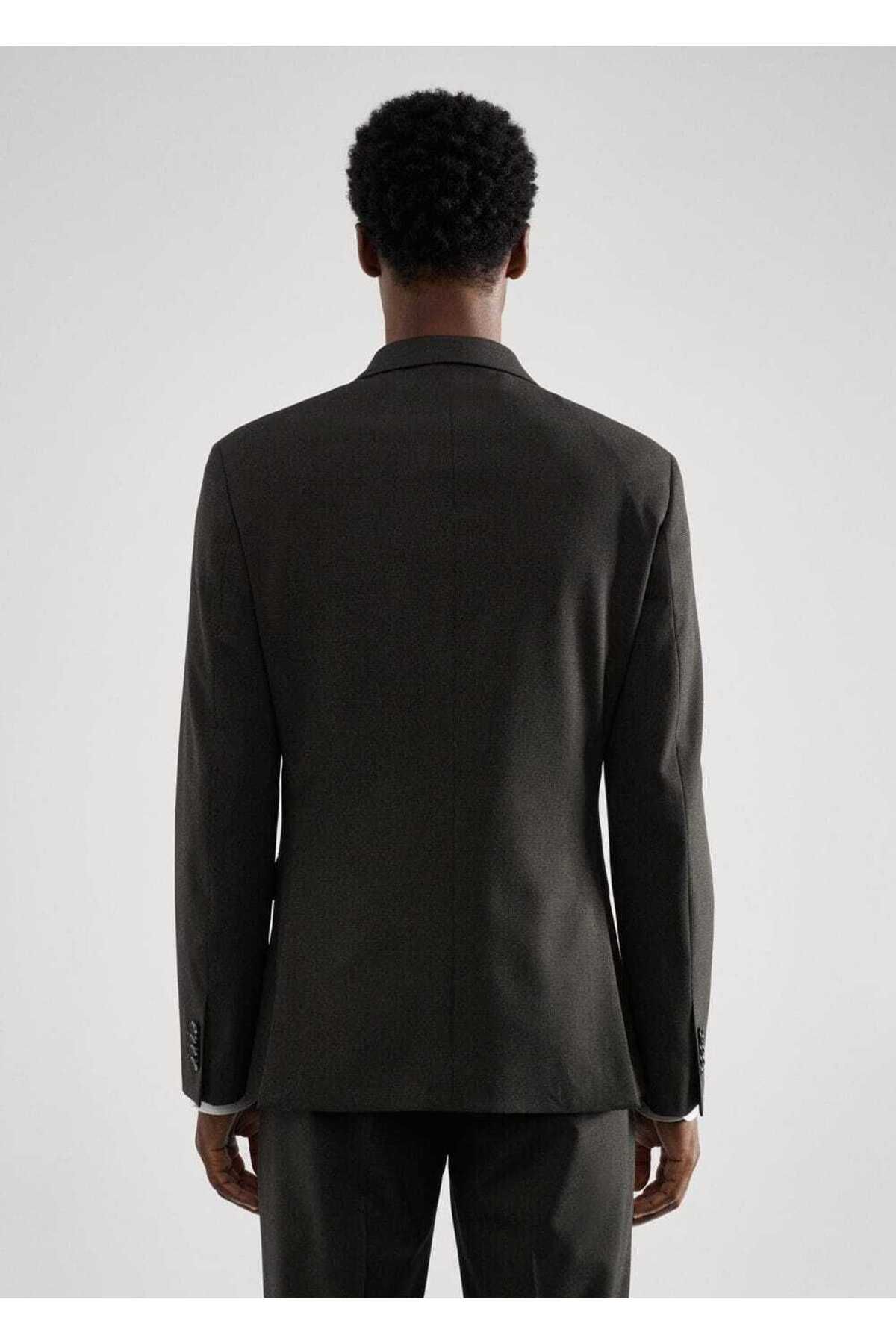 MANGO Man-Stretch Fabric Blazer Jacket with Slim Fit Pattern 4
