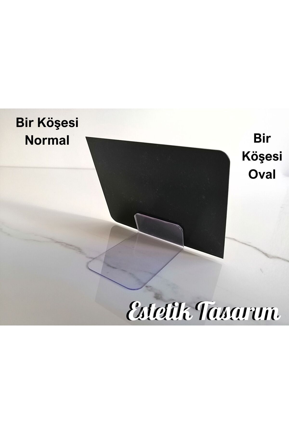 Şeffaf Etiket-10 Pieces Decorative Black Label Set A7 Size Standing Erasable Aesthetic Showcase Label Set 3