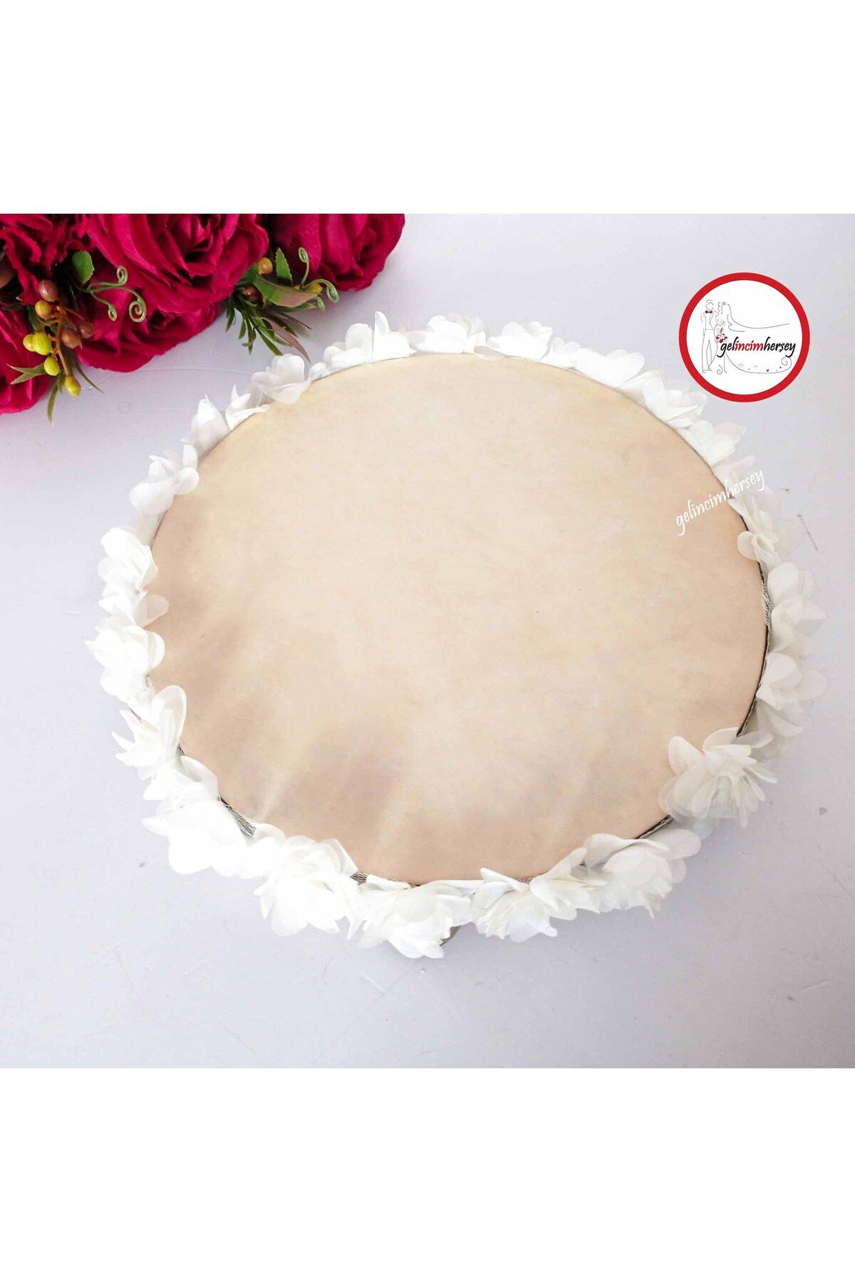Gelincimherşey Lazer Çiçek Süslemeli Zilli 27 cm Deri Tef