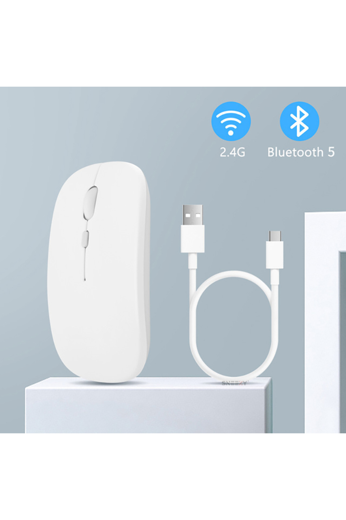 Huawei Tablet Şarj Edilebilir Sessiz Mouse Bluetooth + 2.4Hz Wifi Kablosuz Mouse Fare 3