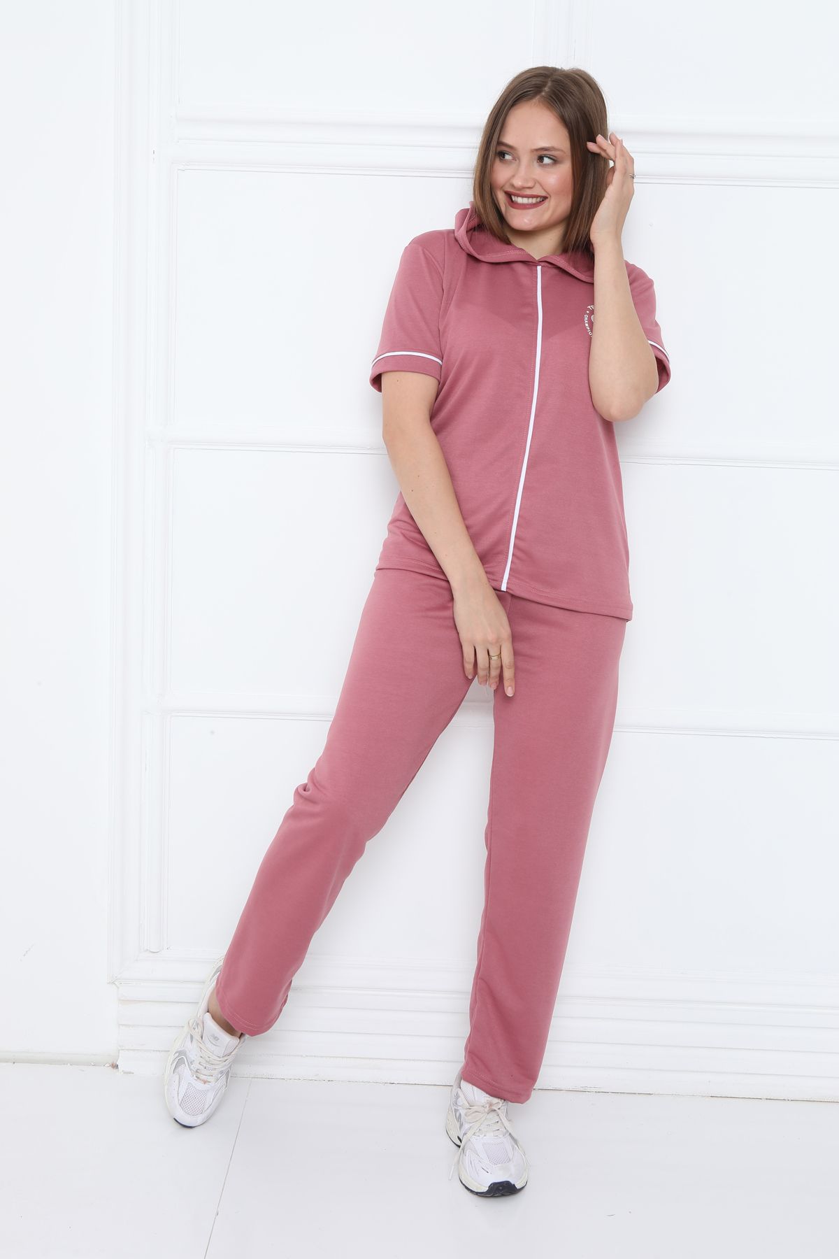 FAMES PİJAMA-Tennis Club Hooded Sports Pajama Set - Women 3