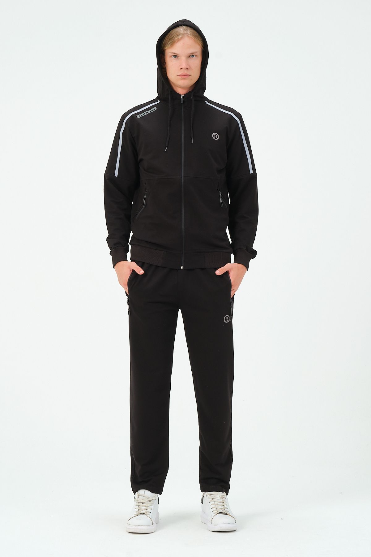 Mens black cheap tracksuit set