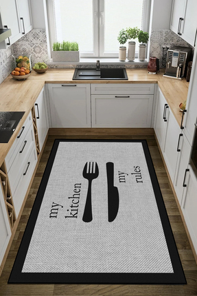 Modern Home Yazılı Dijital Baskı Dot/Keçe Mutfak Halısı Makinada Yıkanabilir ...