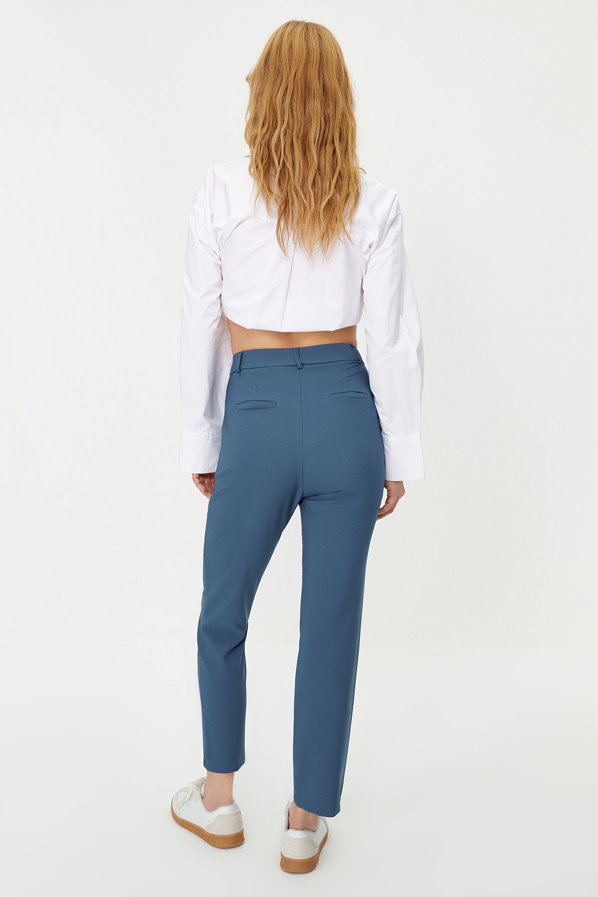 Trendyol Collection-Indigo Basic cigaretové tkané látkové kalhoty Twoss19St0038 6