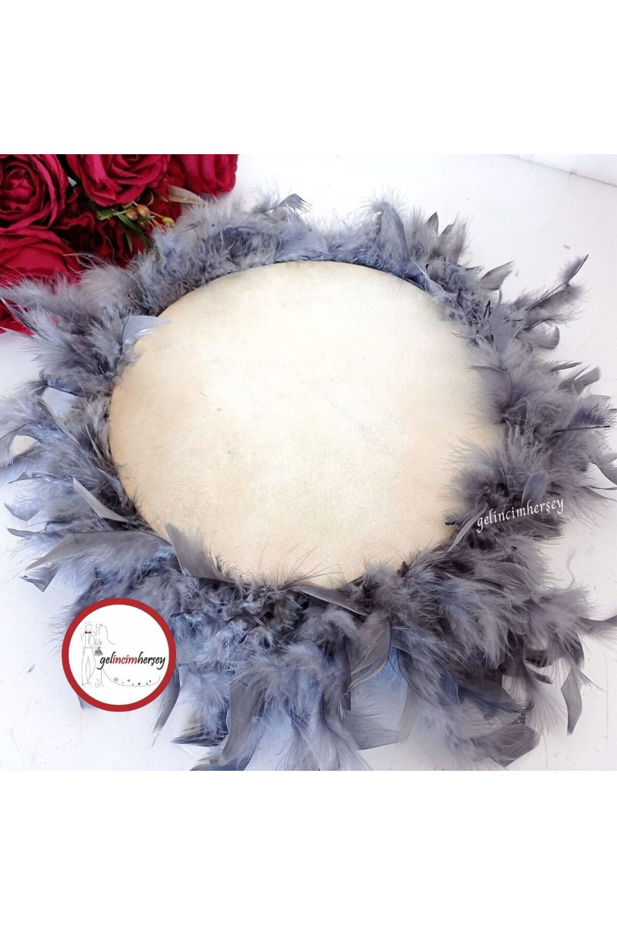 Gelincimherşey Gelin için Tüylü 27 cm Çapında Deri Tef