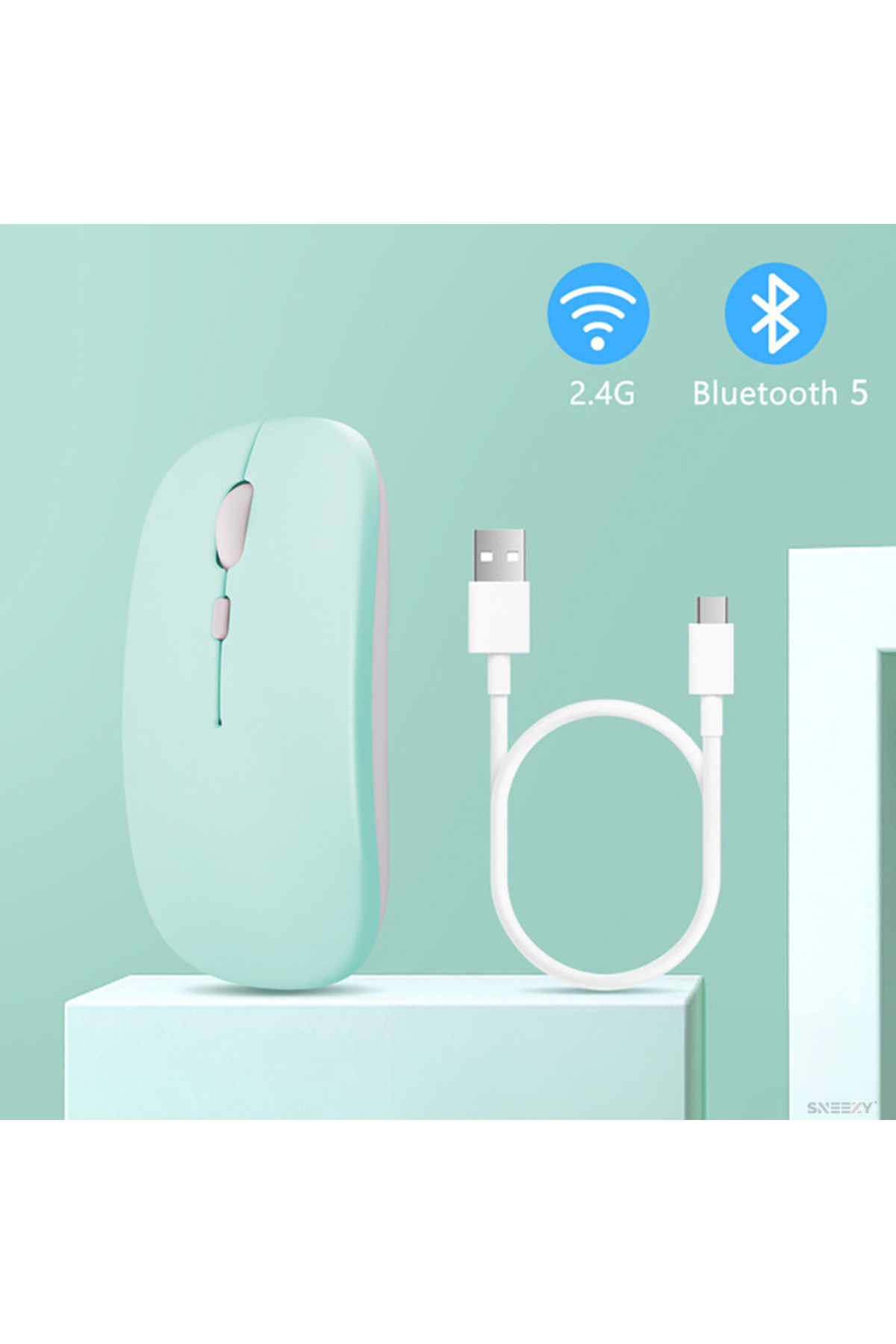 Lenovo Tablet Şarj Edilebilir Sessiz Mouse Bluetooth + 2.4Hz Wifi Kablosuz Mouse Fare 3