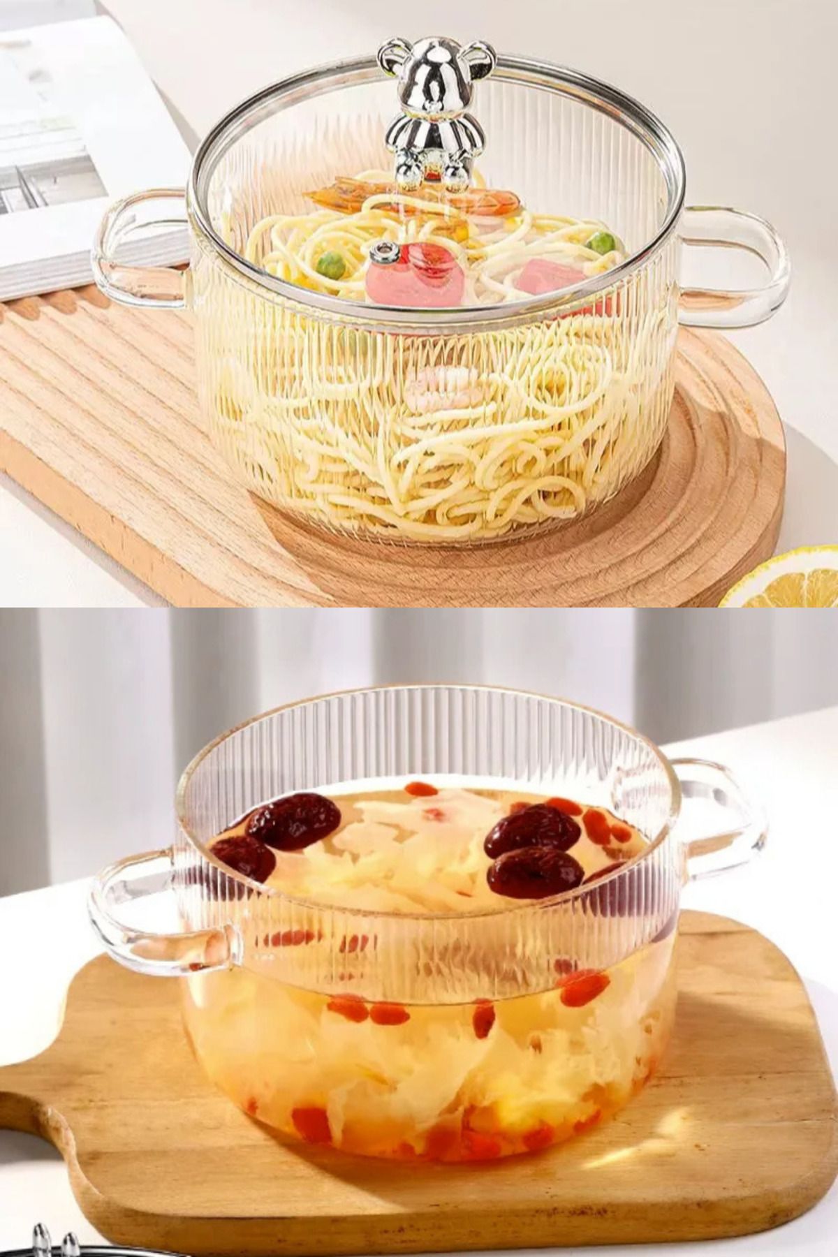 Comprox-1700cc Teddy Bear Figured Pot Heat Resistant|Borosilicate| Termisil Stove Top Glass Pot-1AD 8