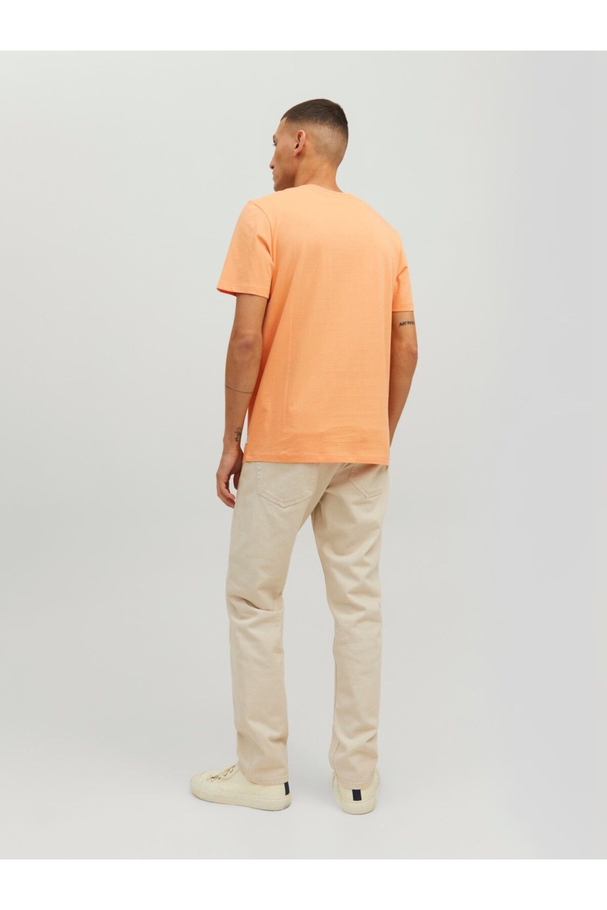 تی شرت نارنجی مردانه Jack & Jones نخی ارگانیک جک اند جونز اسلیم فیت 12156101 Jack & Jones