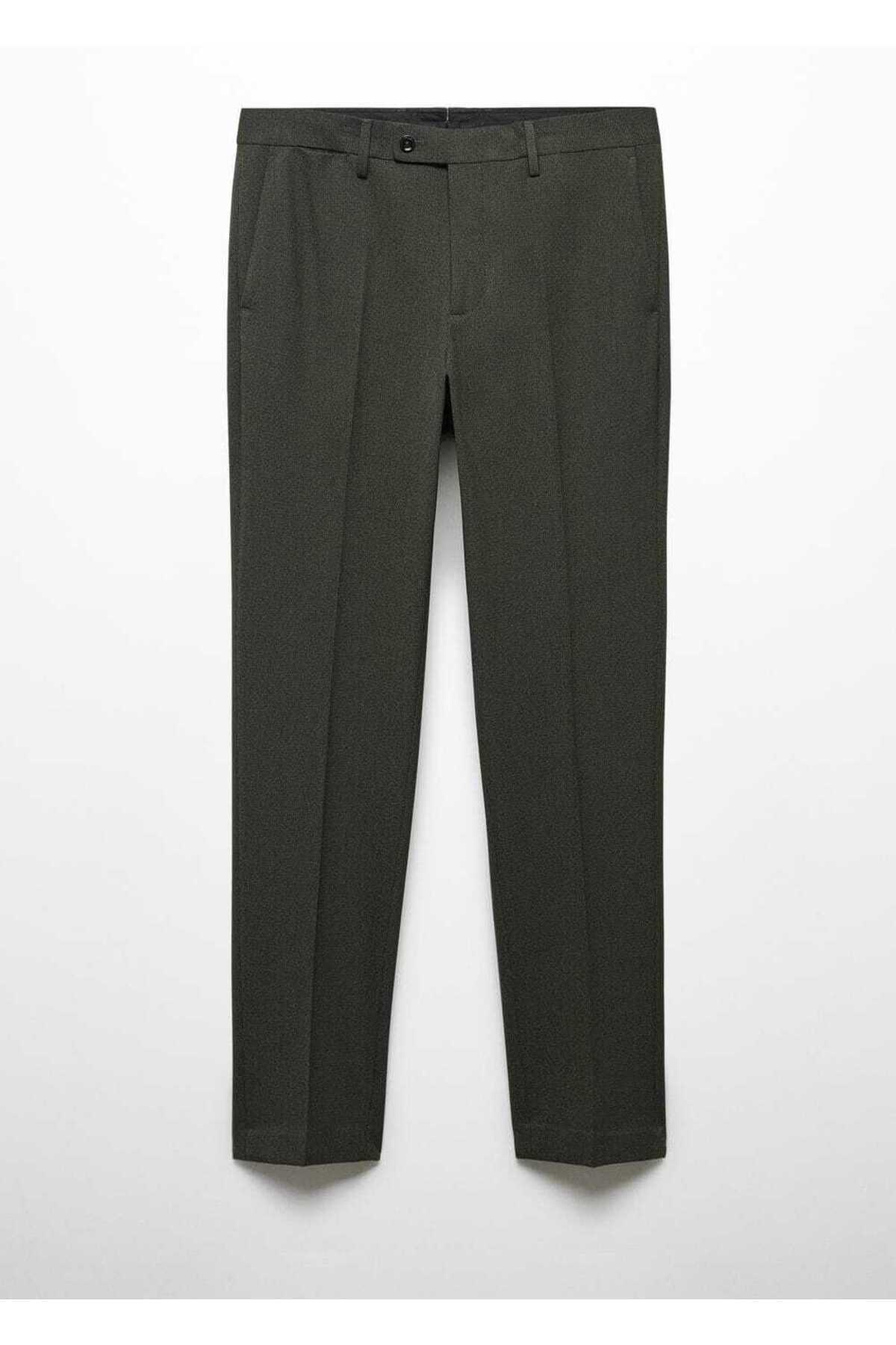 شلوار مردانه سبز منگوMANGO Man | 57054760 اورجینال - تصویر 3