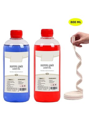 Dünya Magnet Kandil Yağı, 2'li Set, Kırmızı Mavi, Kokusuz Dumansız 800 ml + 5...