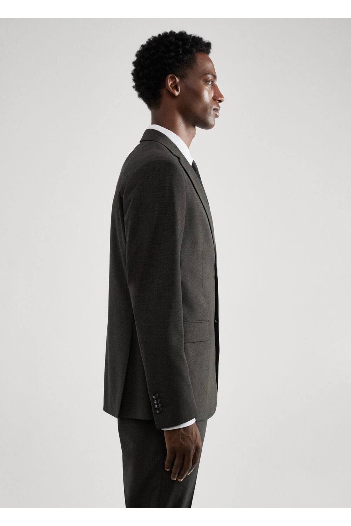 MANGO Man-Stretch Fabric Blazer Jacket with Slim Fit Pattern 5
