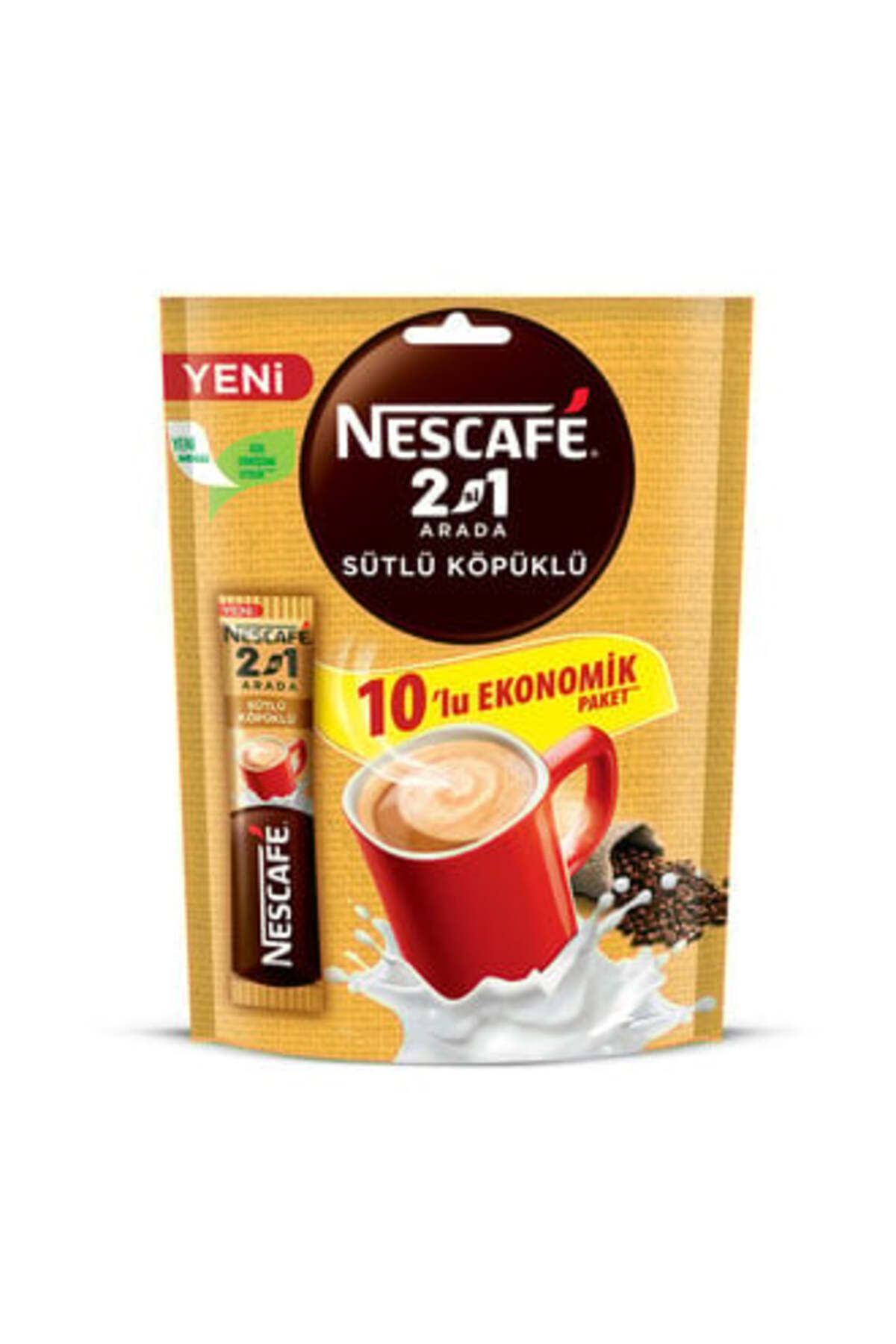 Nescafe 2 Si 1 Arada Sütlü Köpüklü 10'lu Paket 100Gr ( 1 ADET )