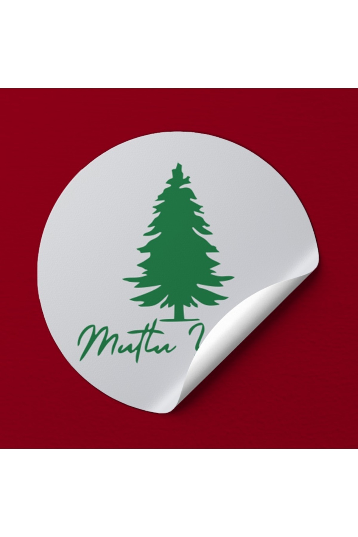 EcoNest Sticker Kuşe 12 Adet Yuvarlak Kesim Mutlu Yıllar Noel Yılbaşı 3,7x3,7cm