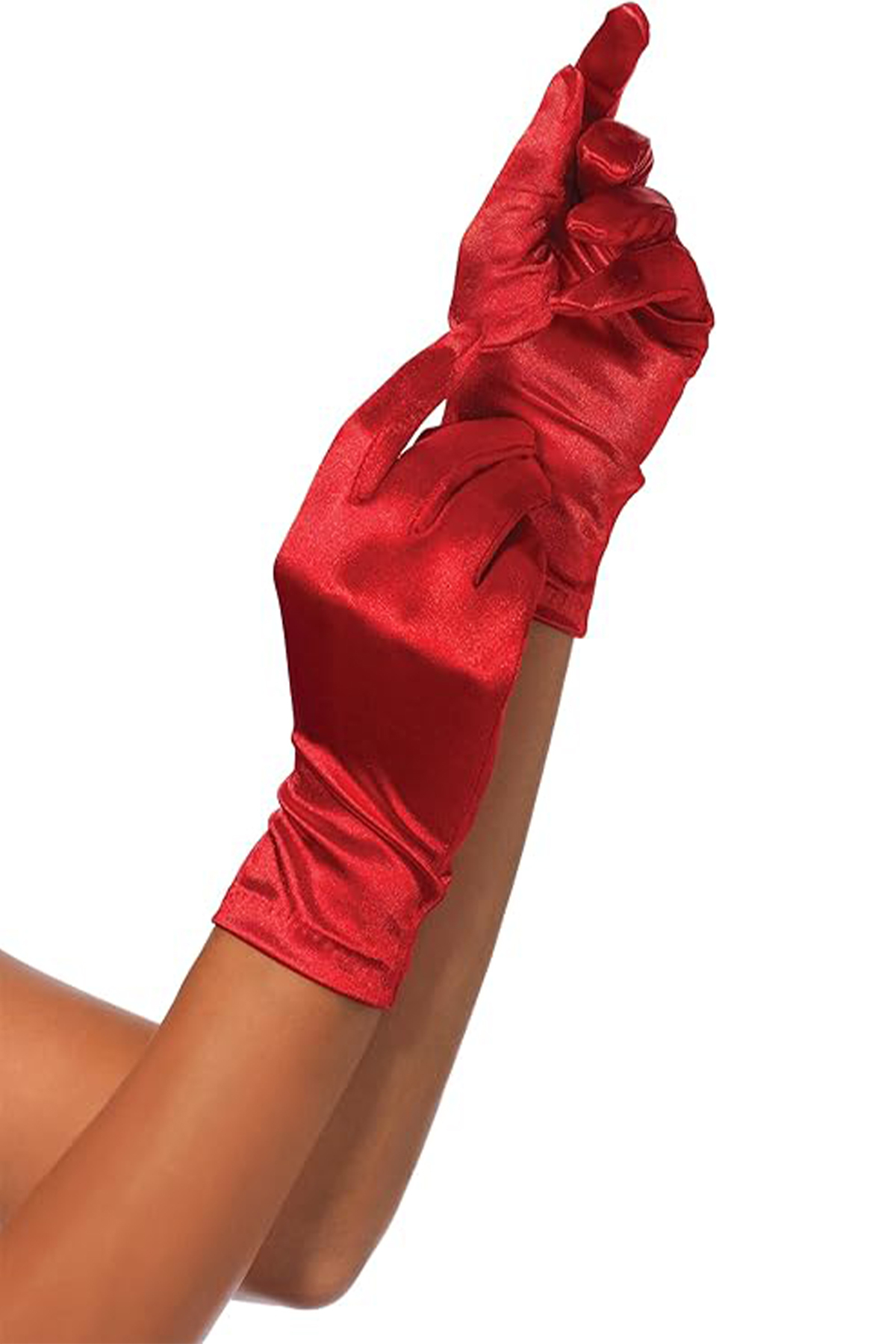 Limelia Kısa Saten Gelin Eldiveni Zarif Kadın Balo Kostüm Eldiveni Kırmızı