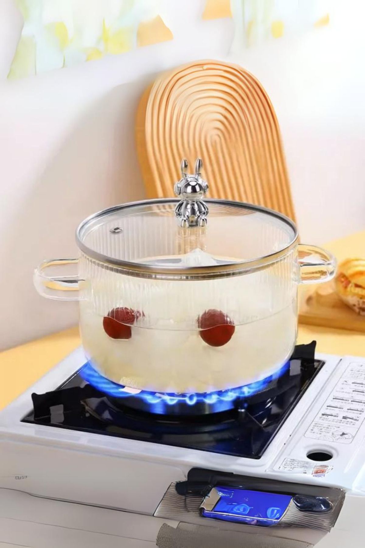 Comprox-1700cc Teddy Bear Figured Pot Heat Resistant|Borosilicate| Termisil Stove Top Glass Pot-1AD 5