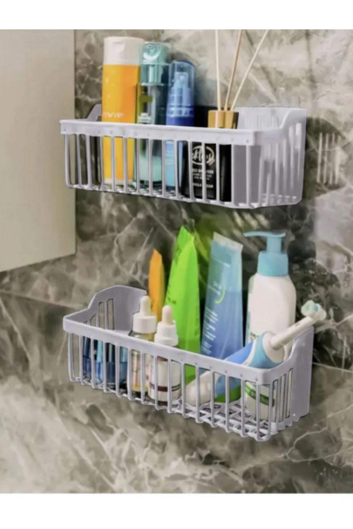 Üst Düzey Home Gri Yapışkanlı Mutfak -Banyo Dolap İçi Düzenleyici 2'li 