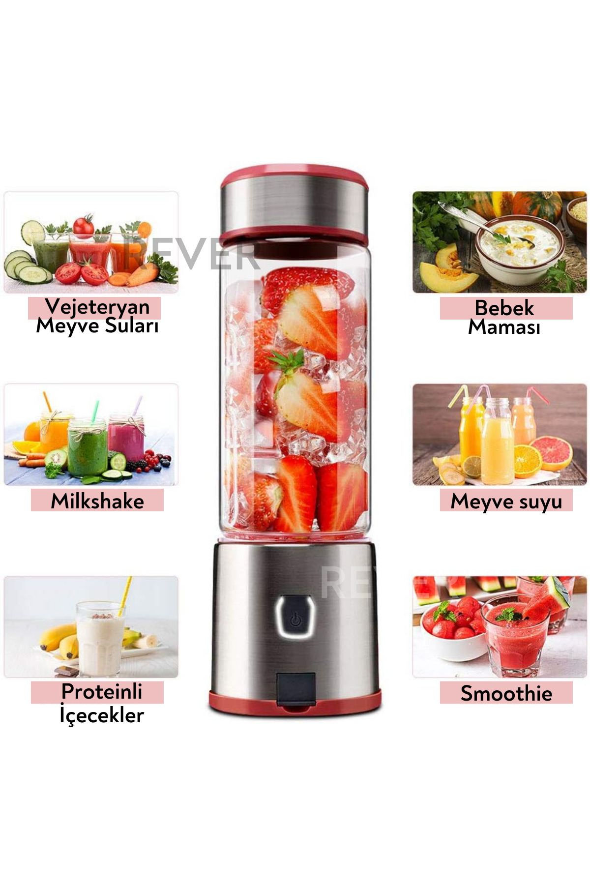 Rever 450mL Şarjlı Kişisel Blender Taşınabilir Smoothies Shake'n Fiyatı