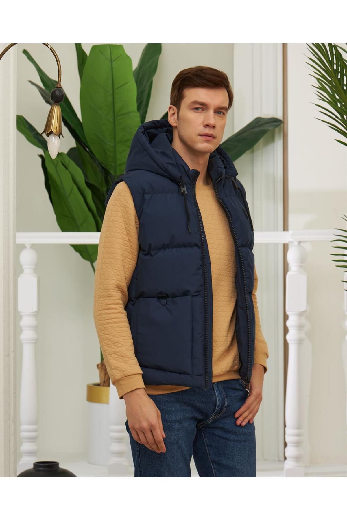 Mens navy discount blue puffer vest