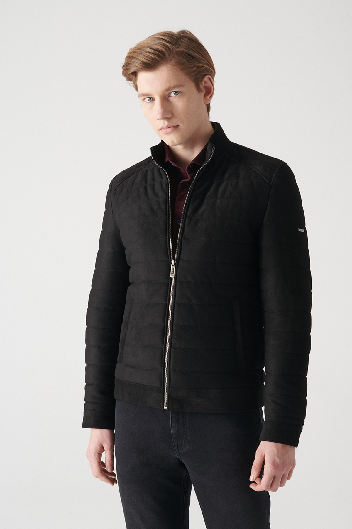 مانتو پفی جیر مصنوعی یقه بژ مردانه A22y6091