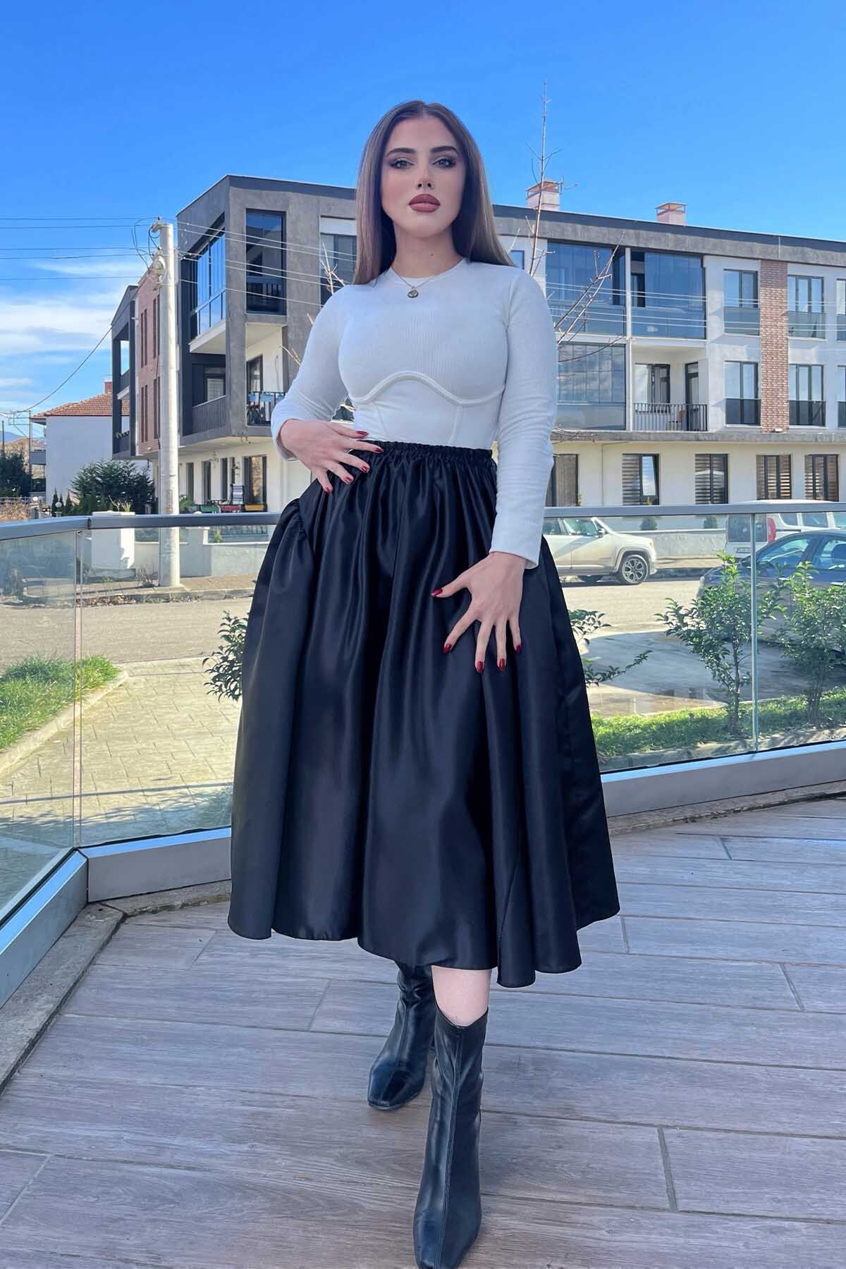 Black midi sales skirt 08