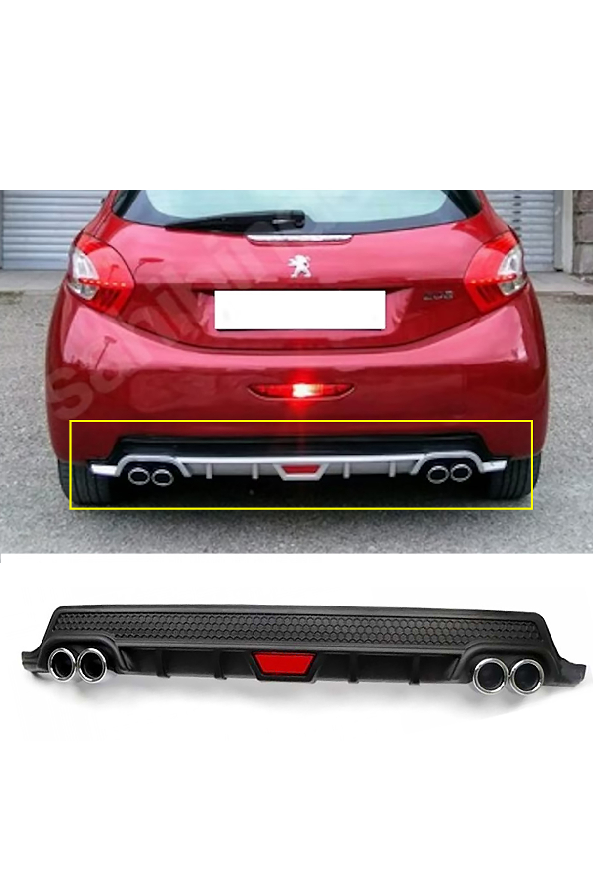 MKG Otomotiv Peugeot 208 Siyah Difüzör Difizör Yuvarlak Egzoz Görünüm Kulaklı Tip  Uyumlu 1995-2002