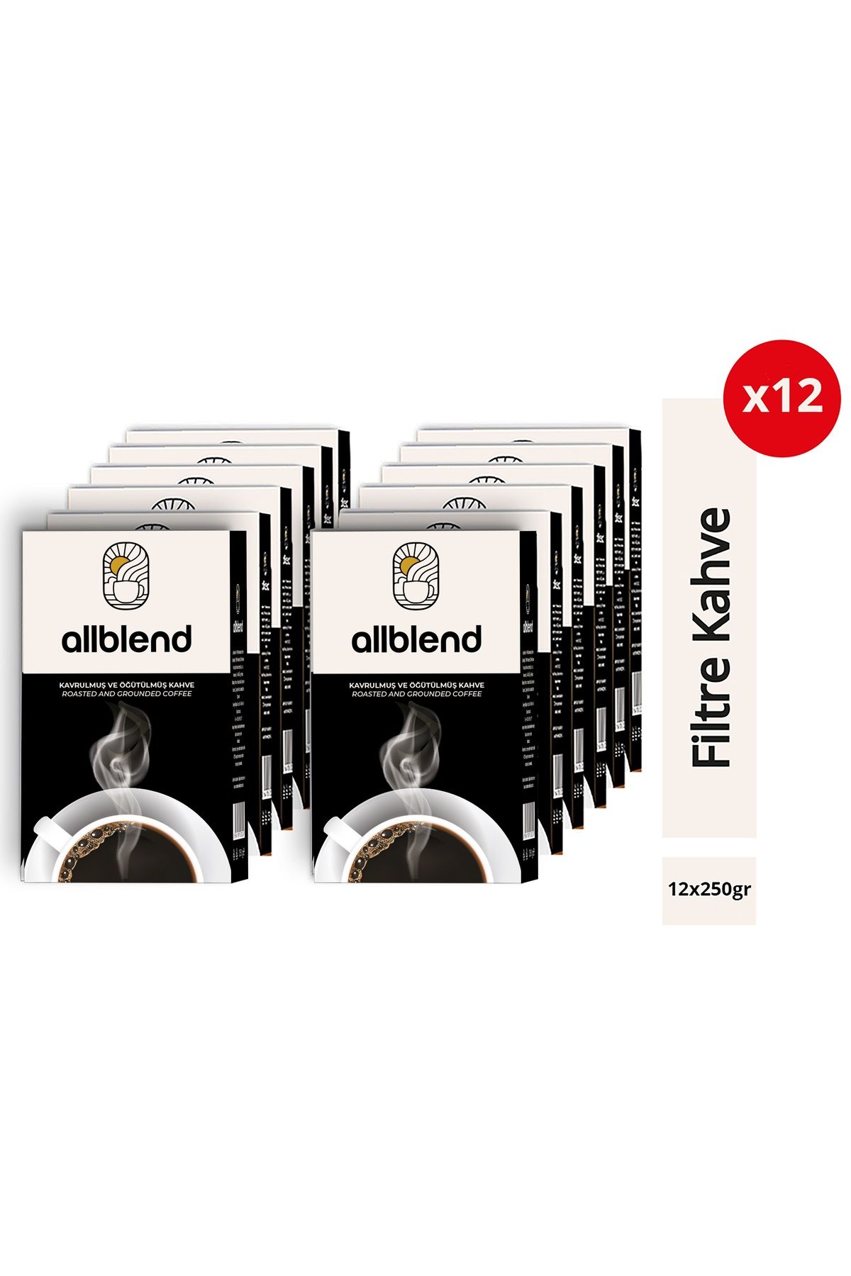 AllBlend Filtre Kahve 250 gr. x 12 Adet (Ofis Paketi) AB250X12
