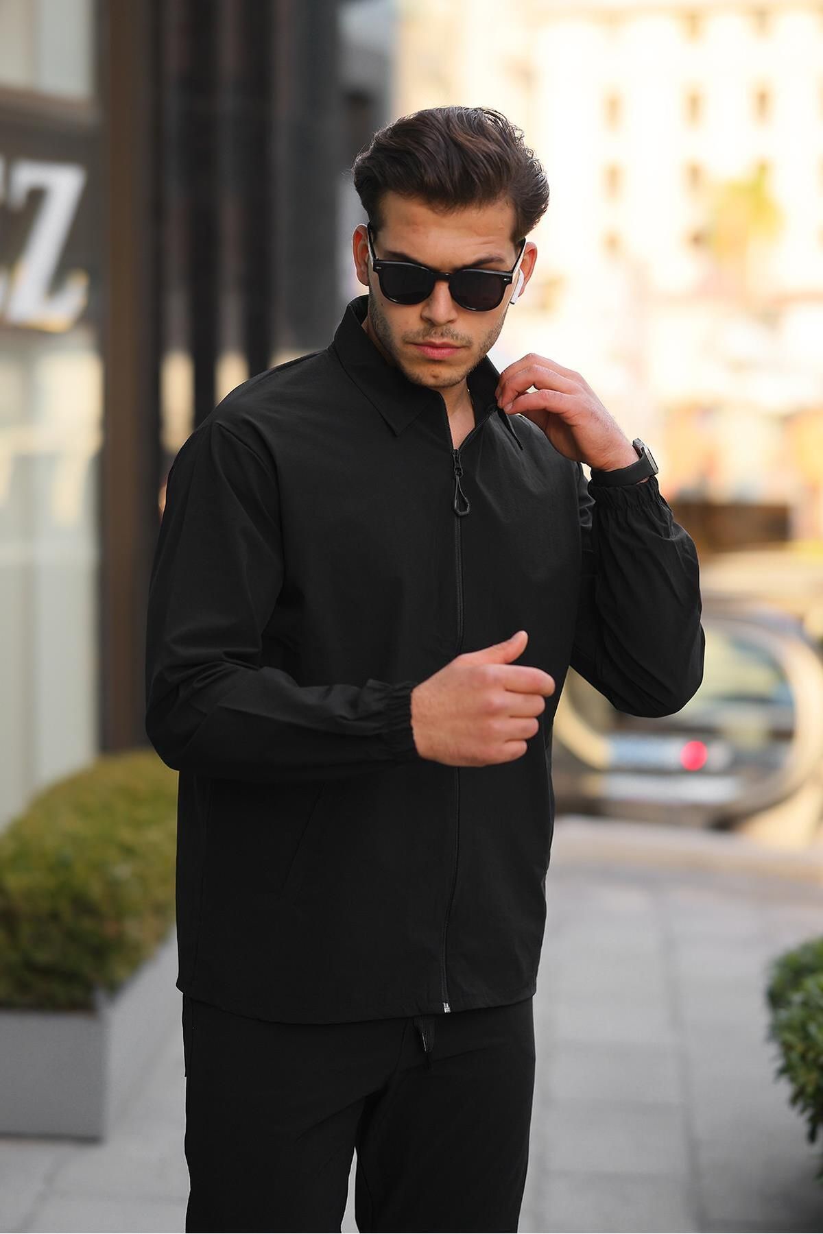 Pobudo Black Color Parachute Fabric Tracksuit Set Trendyol