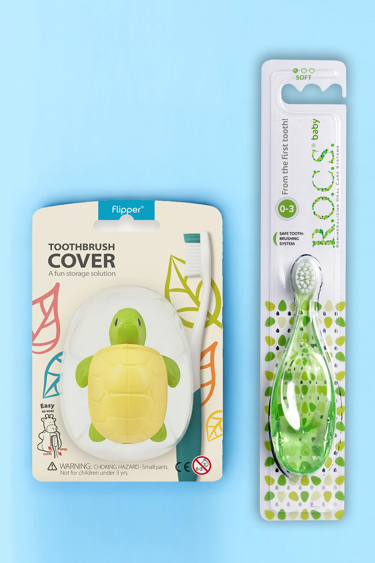 R.O.C.S. Baby 0-3 Yaş Diş Fırçası Ve Flipper Hijyenik Saklama Kabı Seti - Kaplumbağa Figürlü-yeşil fotoğrafı 2 (önizleme)