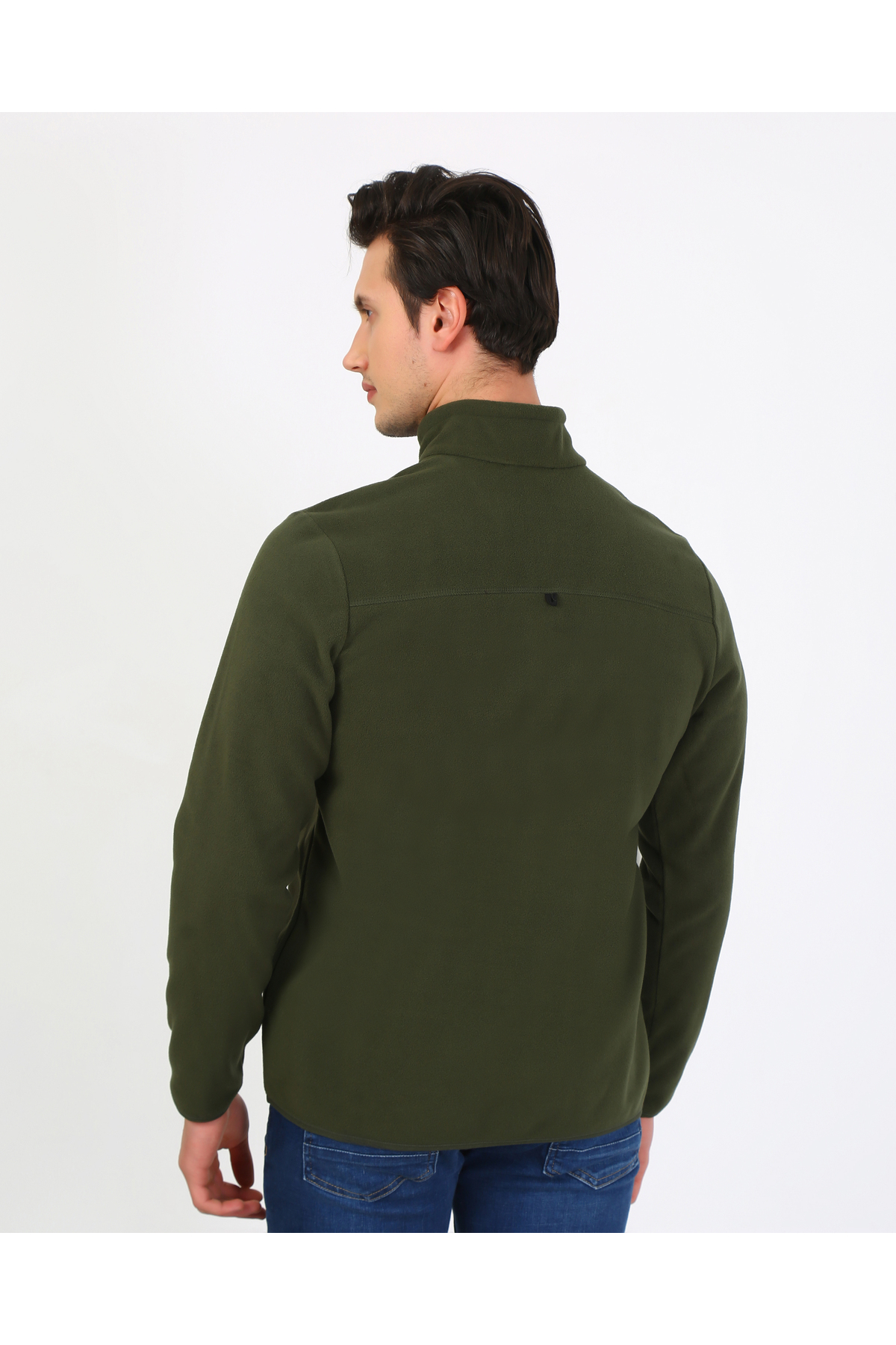 6001 Regular Fit Anti-Pilling Tüylenme Yapmayan Bato Yaka Kışlık Erkek Polar — خاکی — تصویر 7 از 8