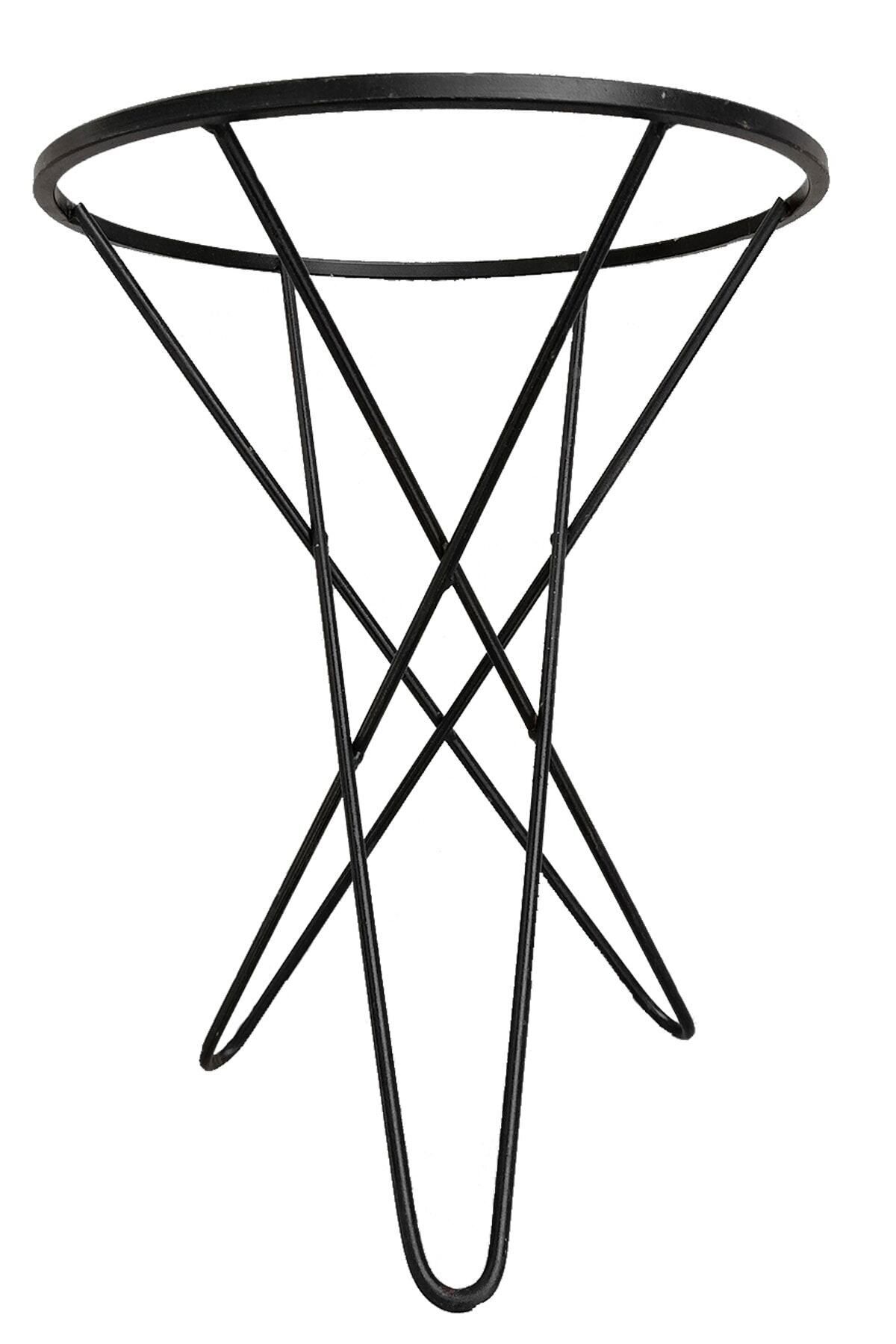 42 Cm Çap & Boy Dolu Demir Mat Siyah Tekli Metal Zigon Kütük Cam Sehpa Ayağı Hairpin Dıy Sadece Ayak