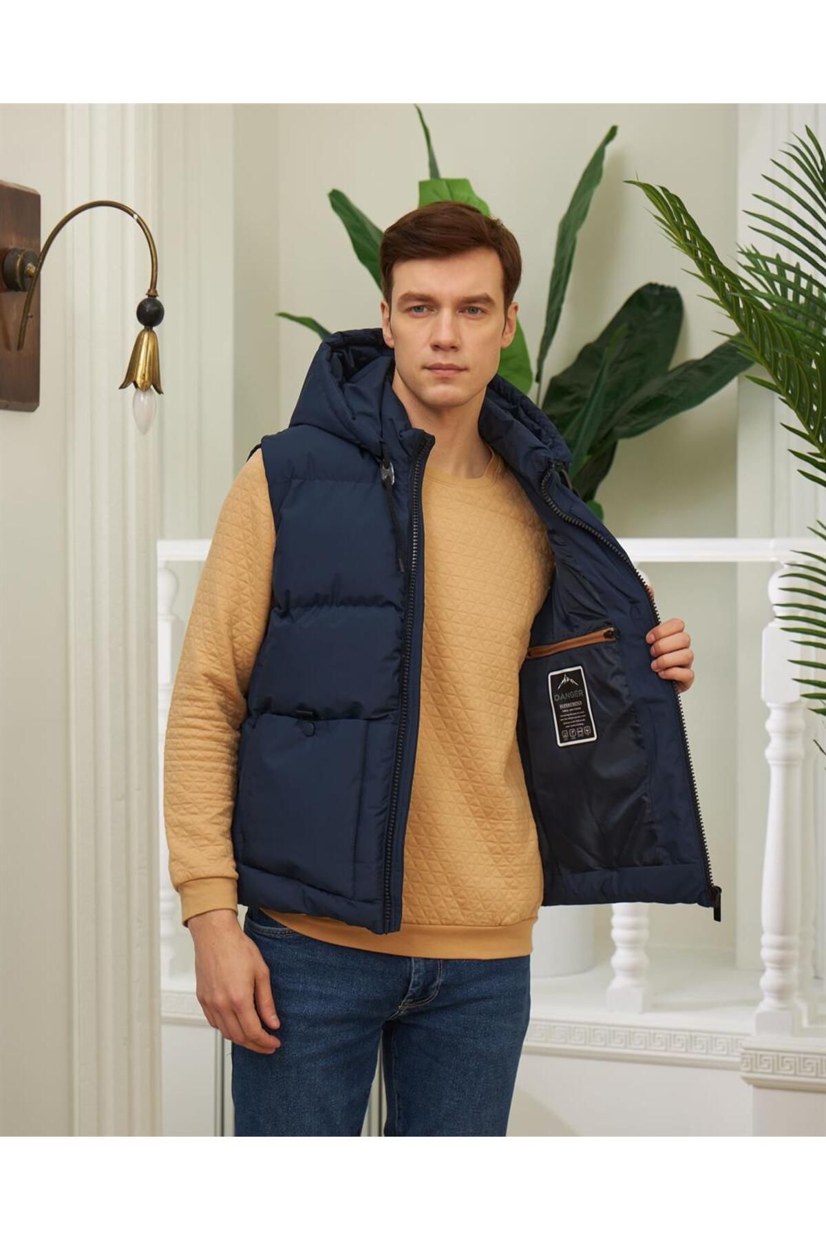 Navy puffer vest mens outlet